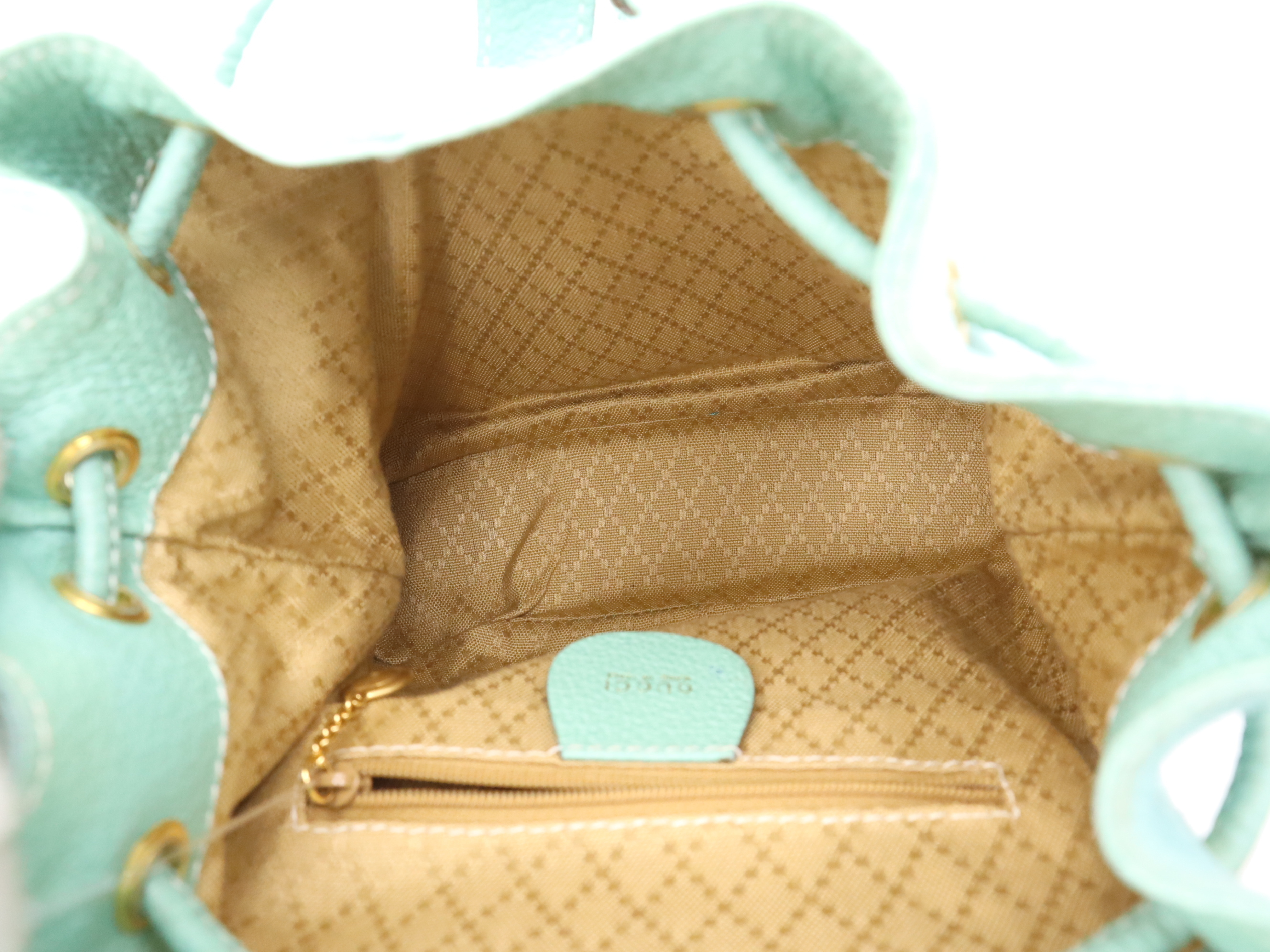 003・1998・0030 Suede Bamboo Backpack, Mint Green, with Dust Bag. — view 11