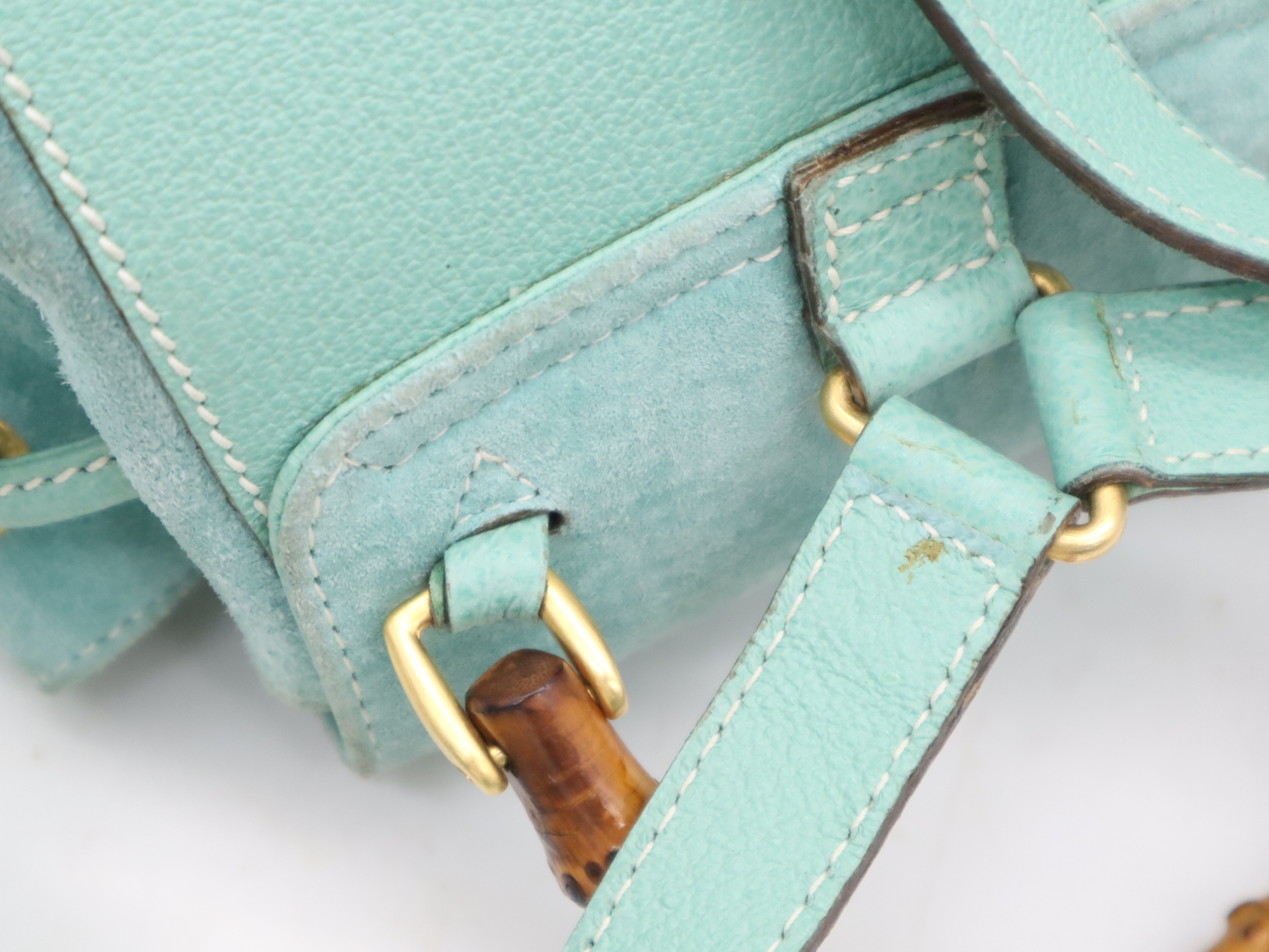 003・1998・0030 Suede Bamboo Backpack, Mint Green, with Dust Bag. — view 7