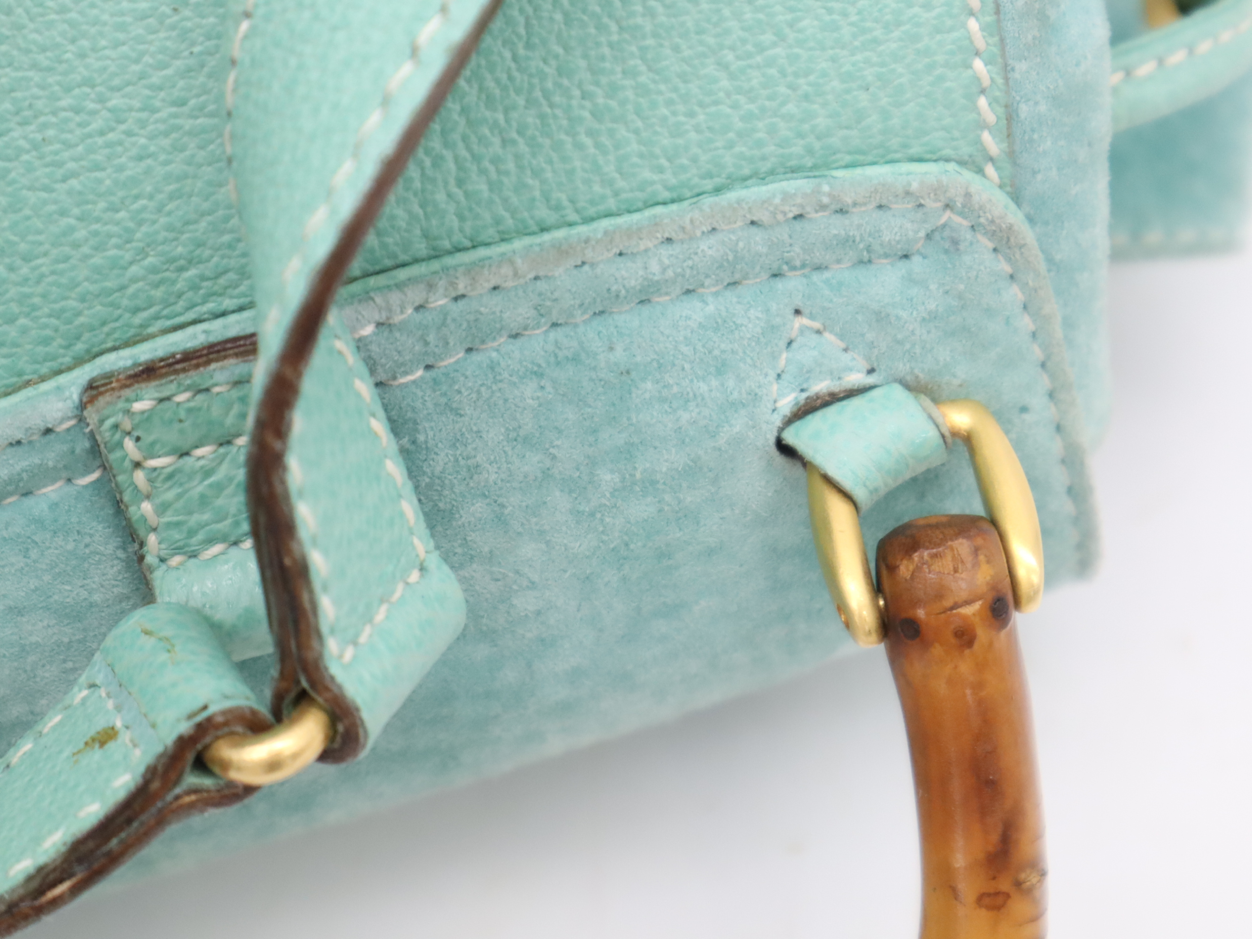 003・1998・0030 Suede Bamboo Backpack, Mint Green, with Dust Bag. — view 8