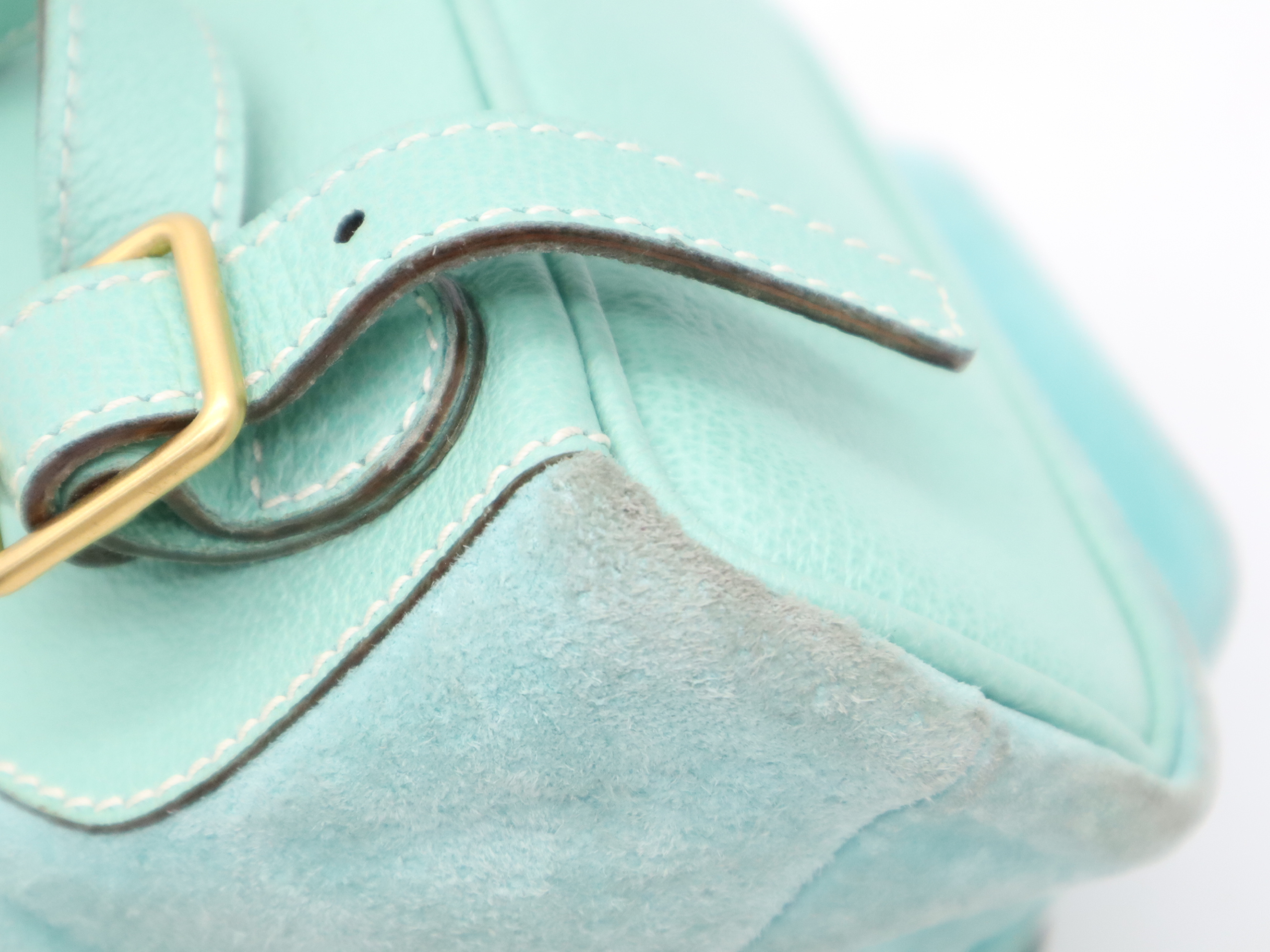 003・1998・0030 Suede Bamboo Backpack, Mint Green, with Dust Bag. — view 9