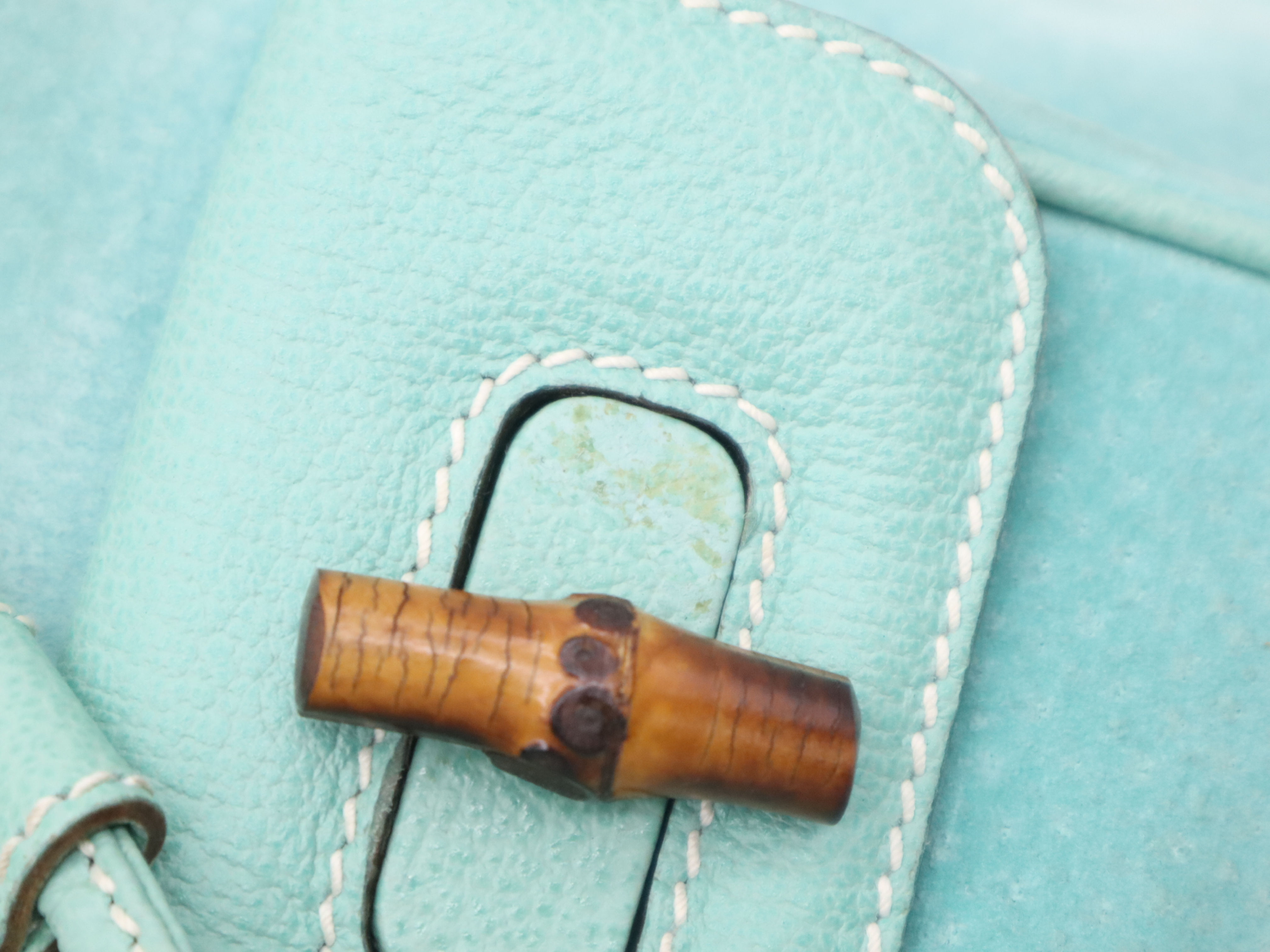 003・1998・0030 Suede Bamboo Backpack, Mint Green, with Dust Bag. — view 10