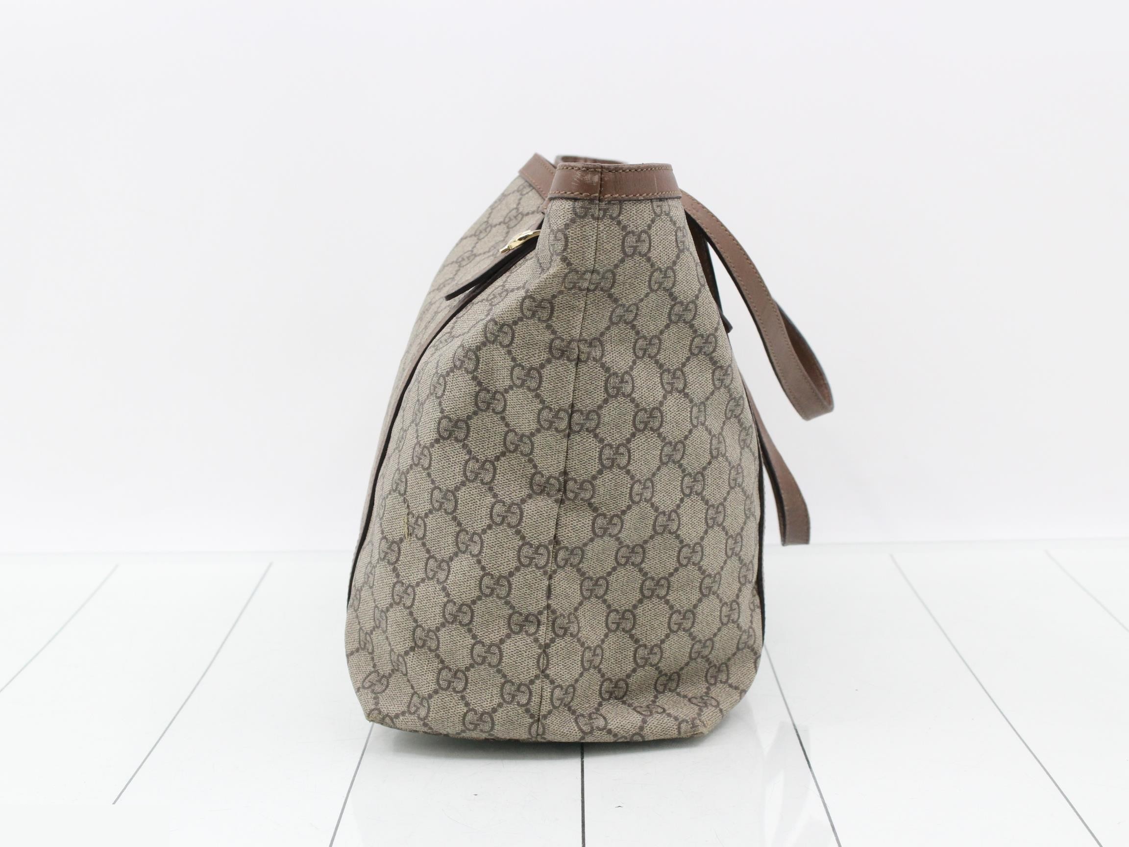 PVC material x leather, GG Plus, brown/beige, gold hardware, includes dust bag. — view 3