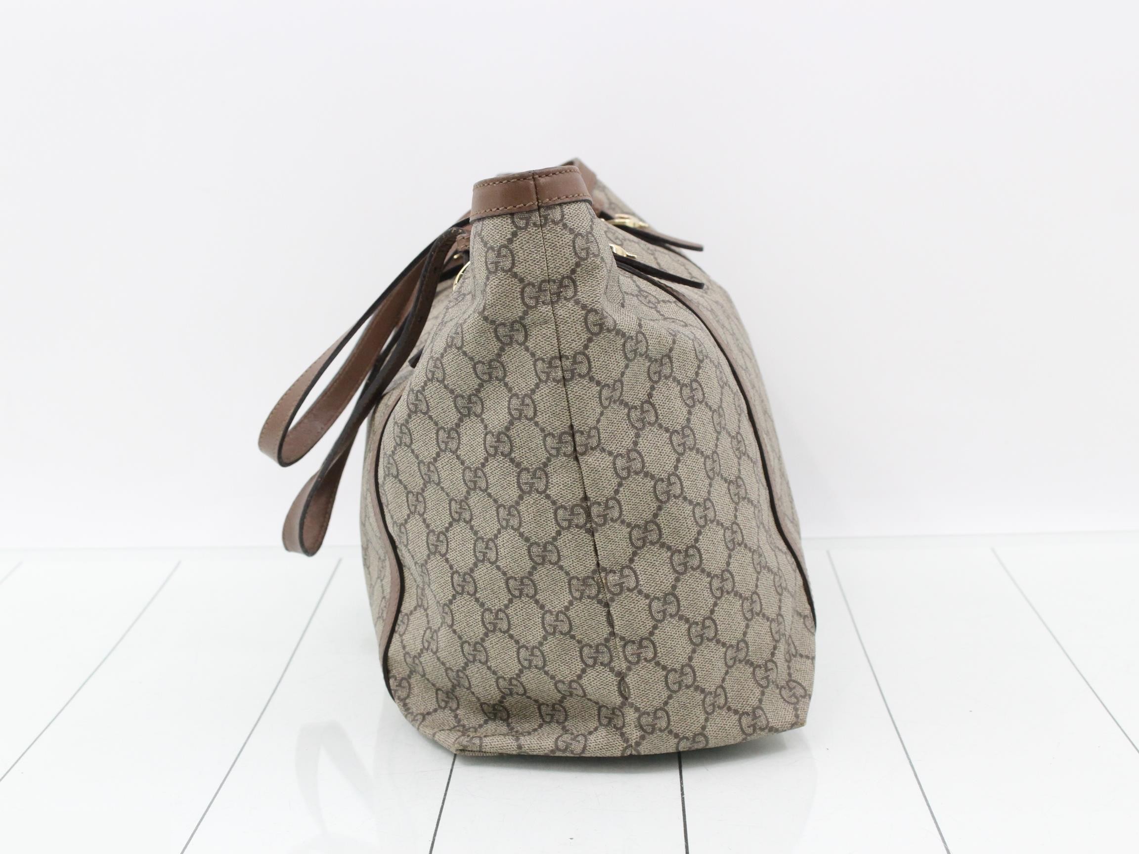 PVC material x leather, GG Plus, brown/beige, gold hardware, includes dust bag. — view 4