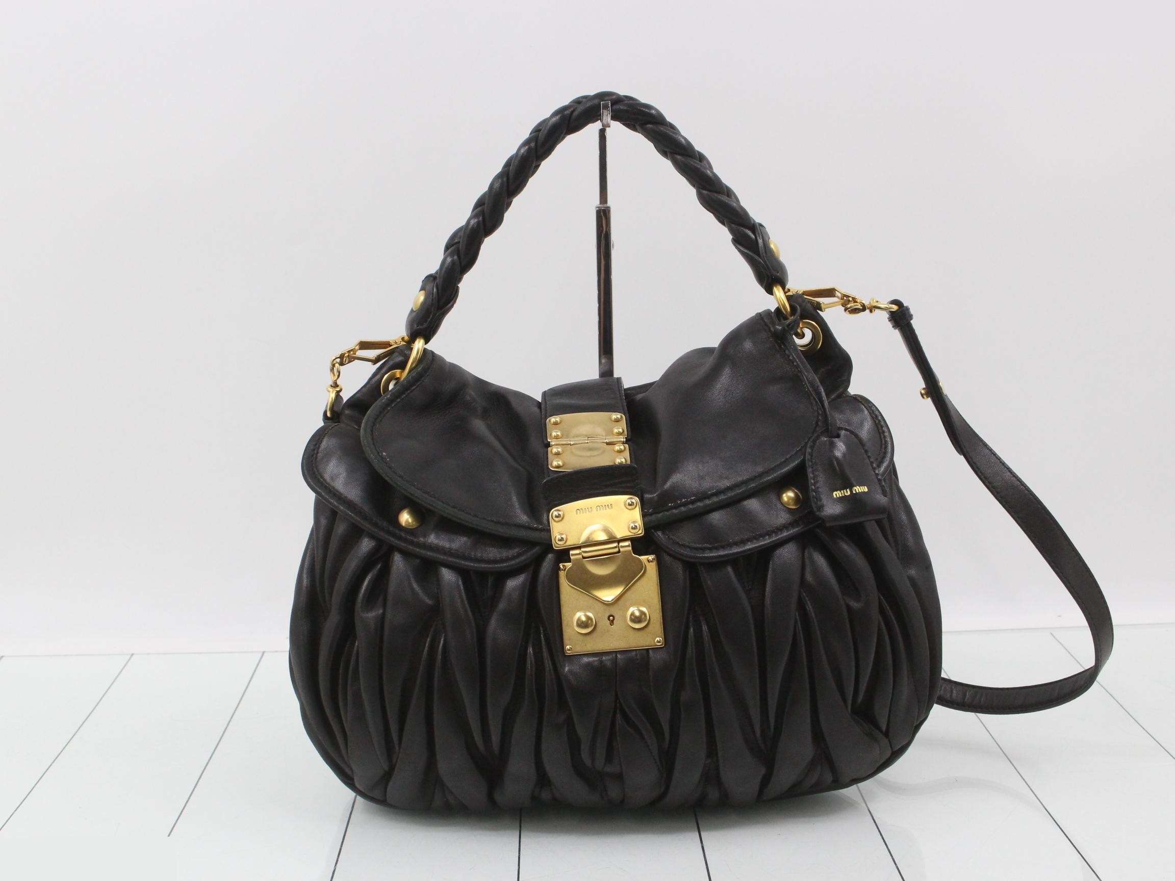 Matelassé Shoulder Bag, Black