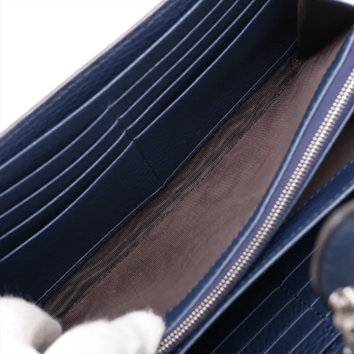Dionysus Leather Chain Wallet, Navy, 401231 — view 8