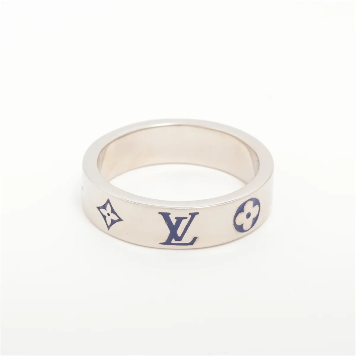 Ring LV Mosaic Thin AK3234 Ring L GP Silver x Blue — view 2