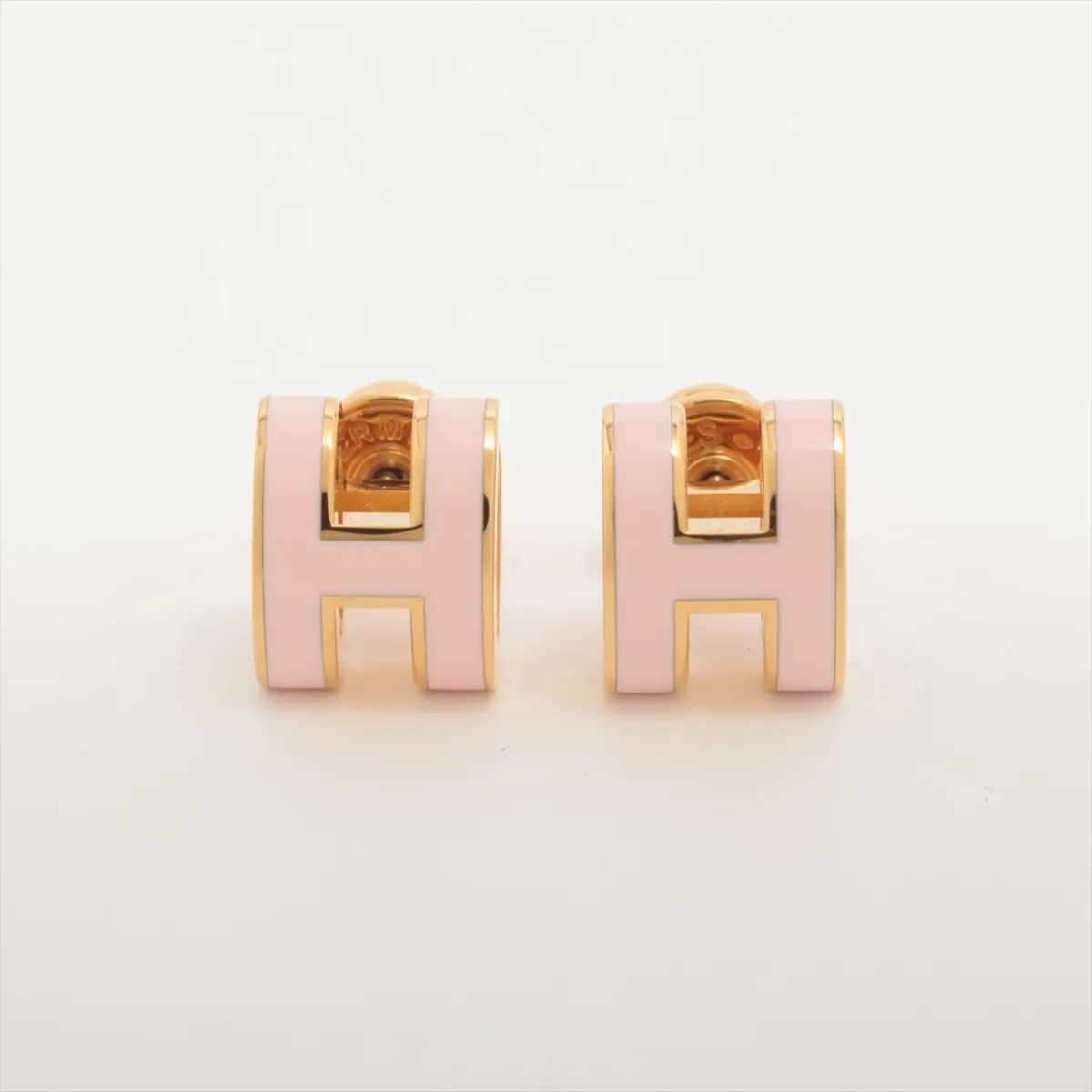 Mini Pop H ST1202 Earrings (for both ears) GP Gold x Pink Thread — view 2