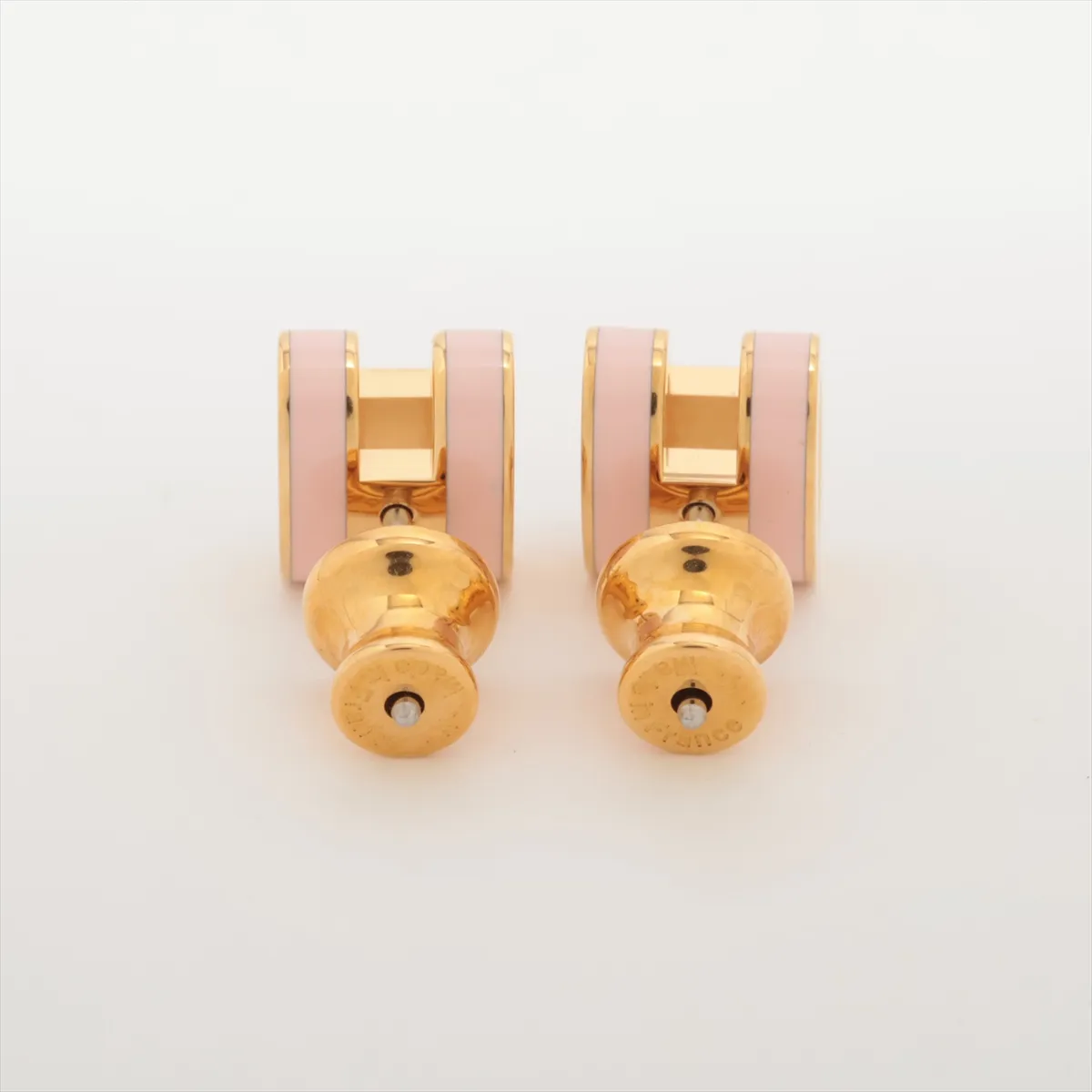 Mini Pop H ST1202 Earrings (for both ears) GP Gold x Pink Thread — view 3