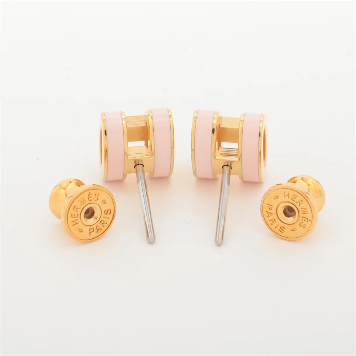Mini Pop H ST1202 Earrings (for both ears) GP Gold x Pink Thread — view 4