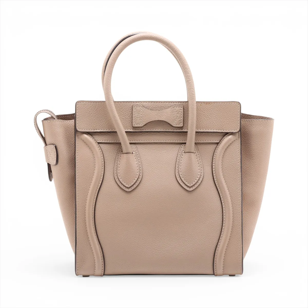 Luggage Micro Shopper Leather Handbag, Beige — view 2