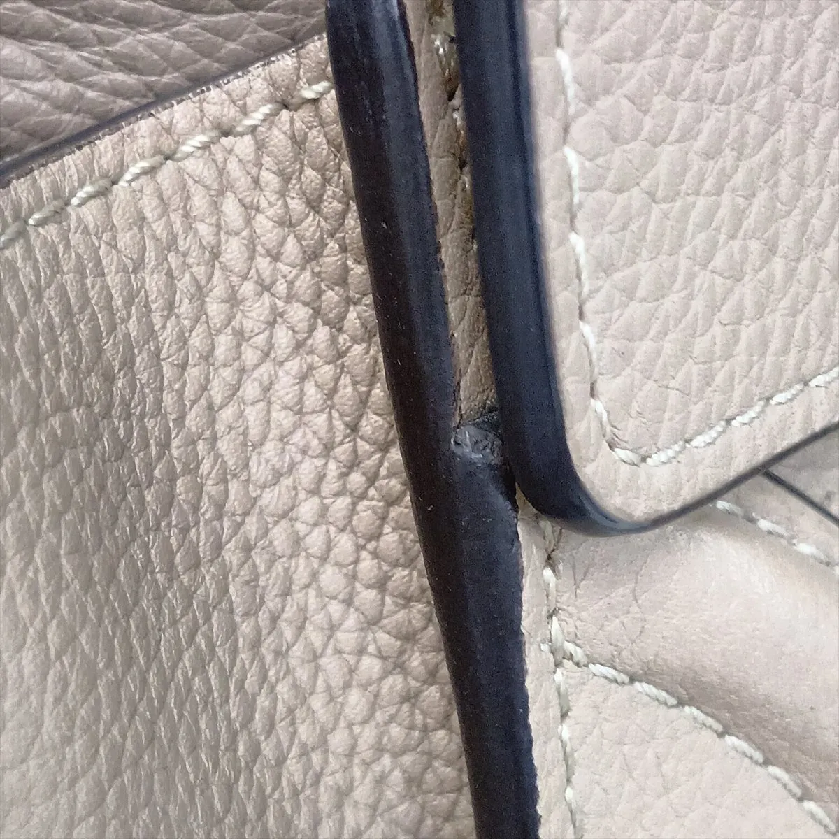 Luggage Micro Shopper Leather Handbag, Beige — view 13