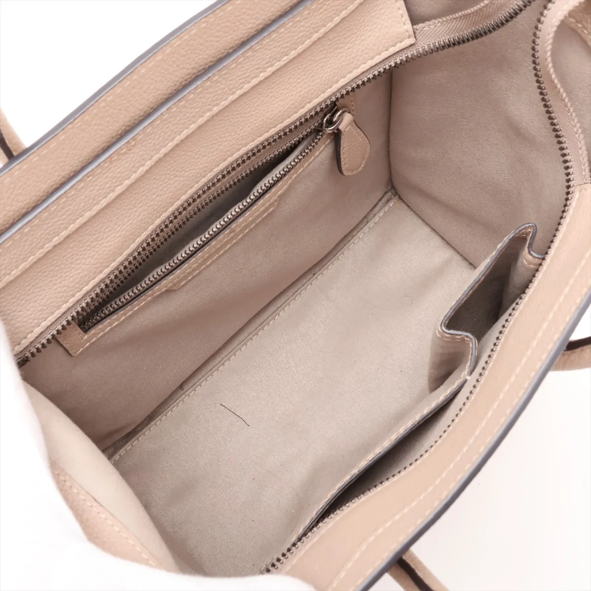 Luggage Micro Shopper Leather Handbag, Beige — view 7