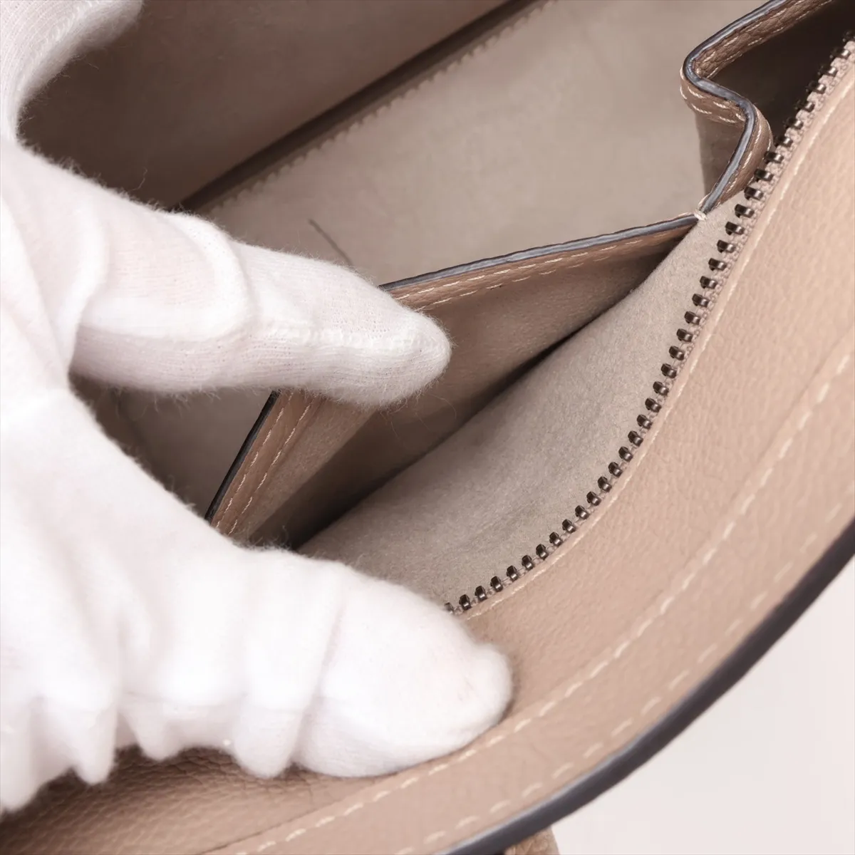 Luggage Micro Shopper Leather Handbag, Beige — view 9