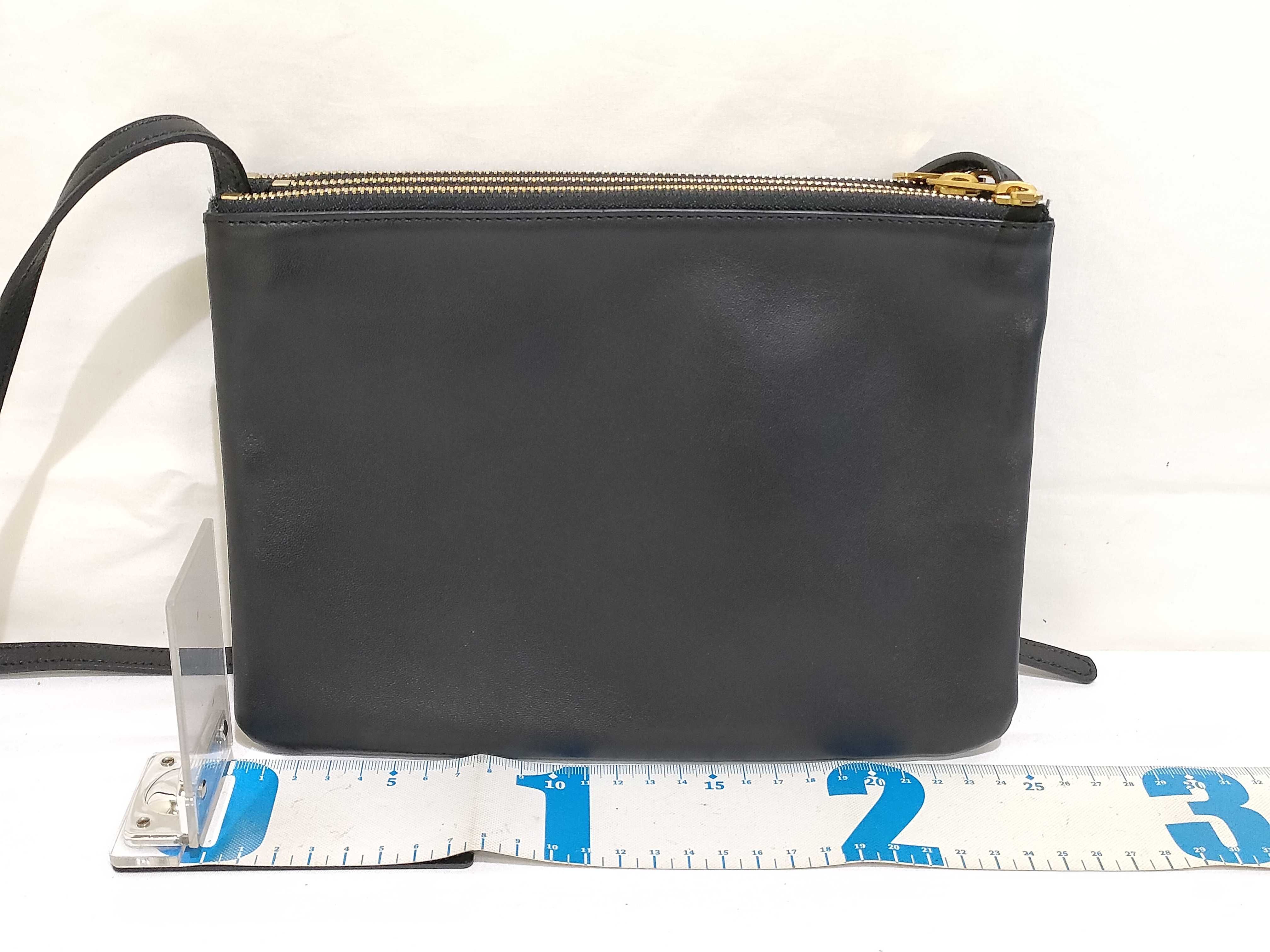 Trio Small Leather Shoulder Bag, Black — view 2