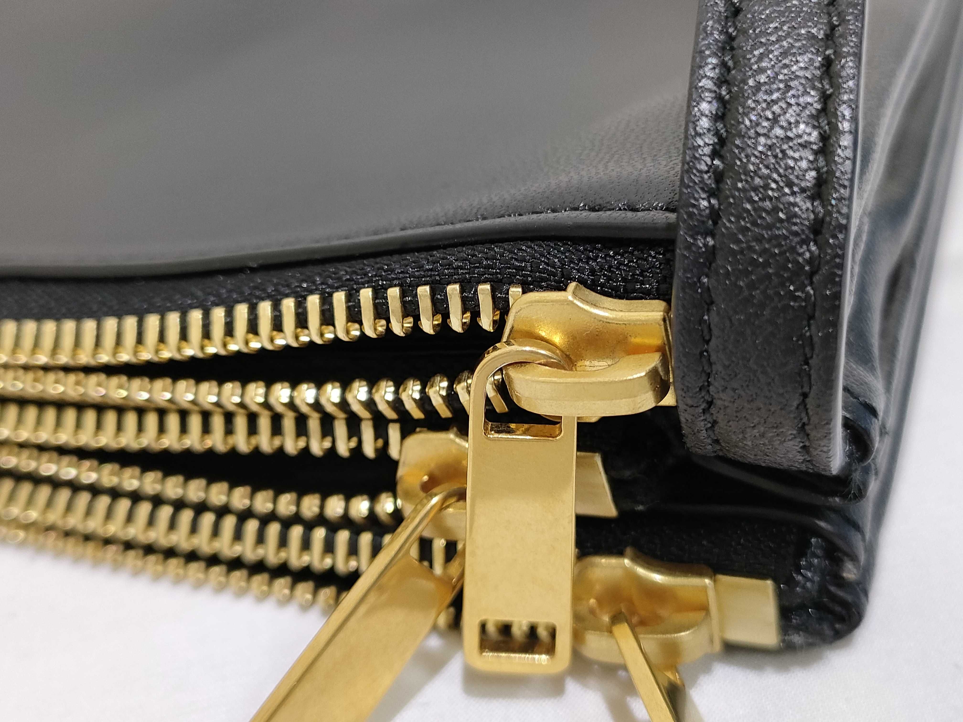 Trio Small Leather Shoulder Bag, Black — view 12