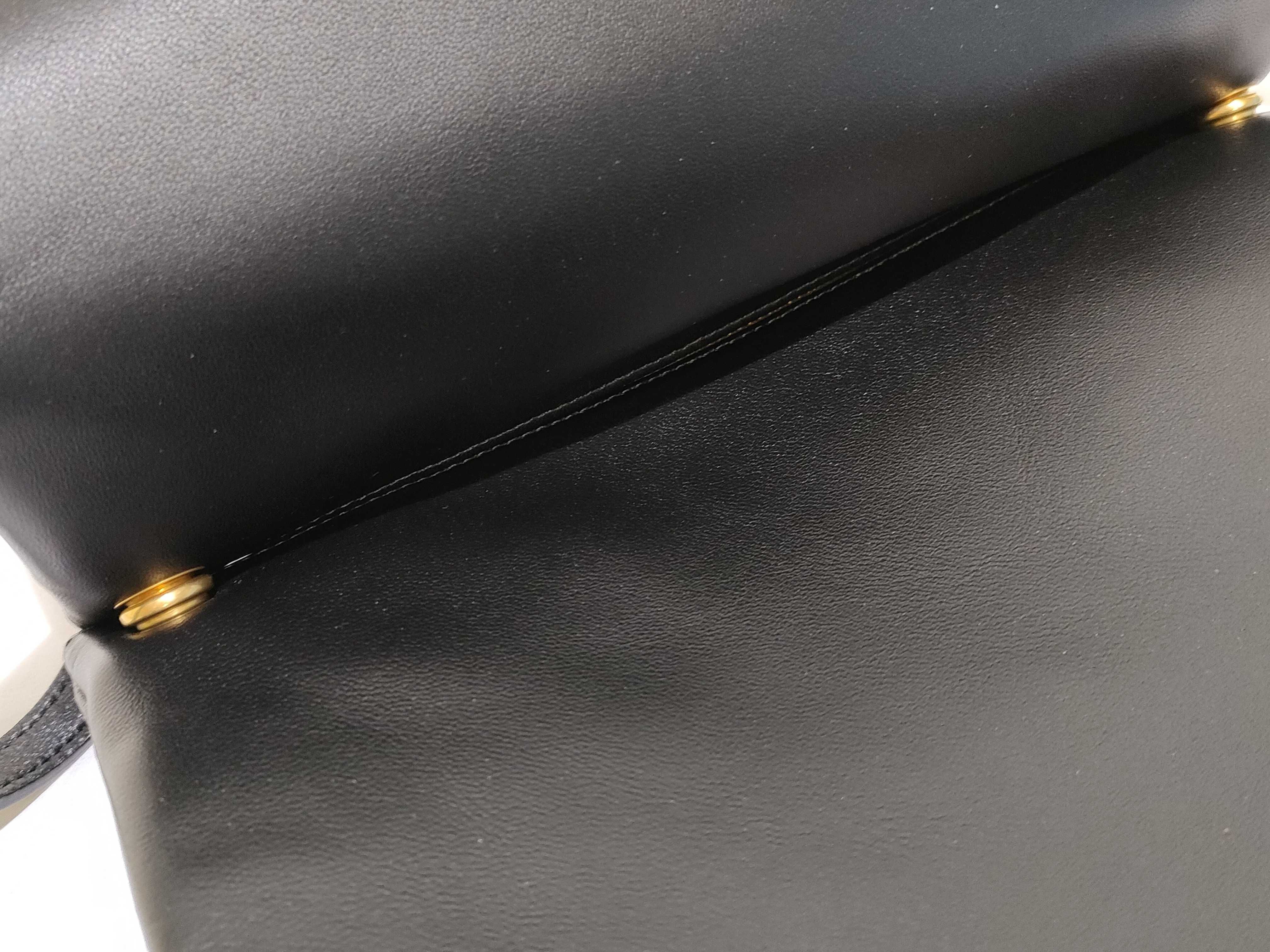 Trio Small Leather Shoulder Bag, Black — view 14