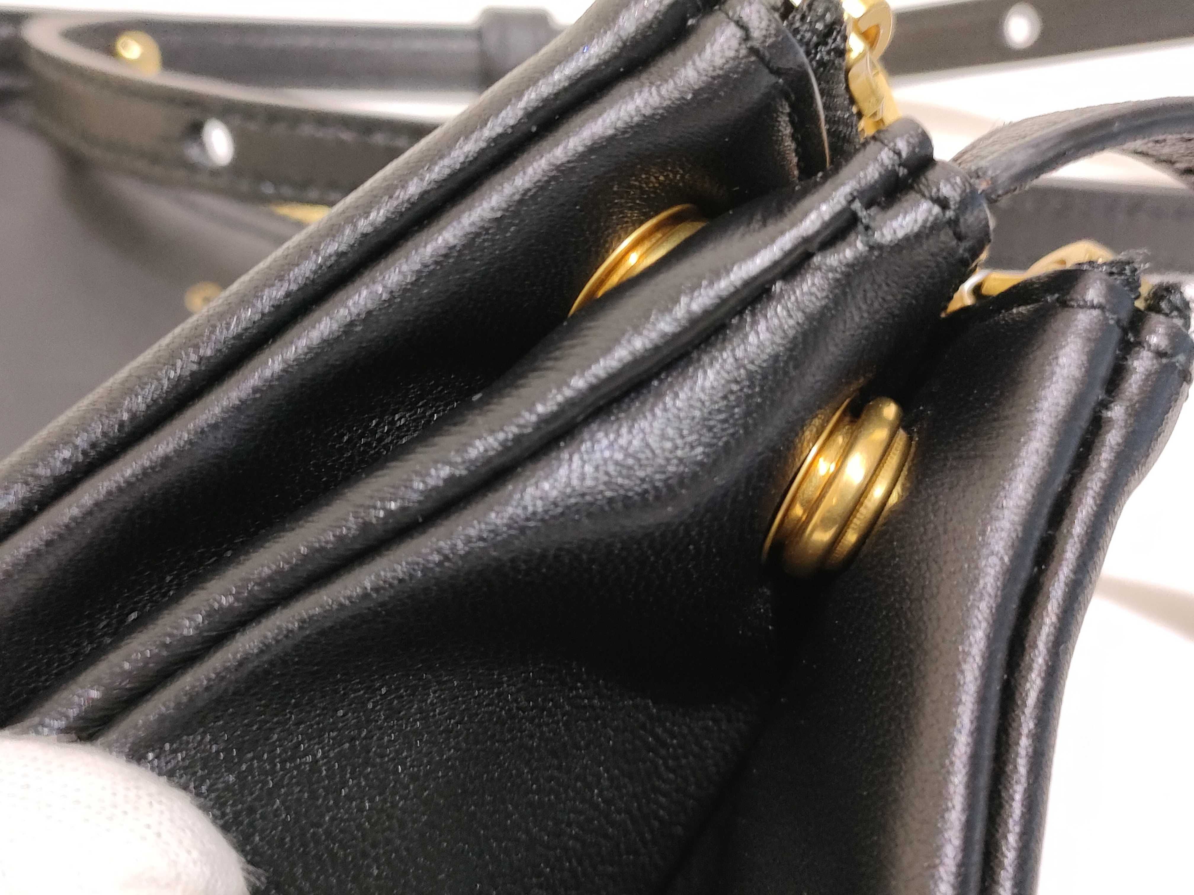 Trio Small Leather Shoulder Bag, Black — view 15