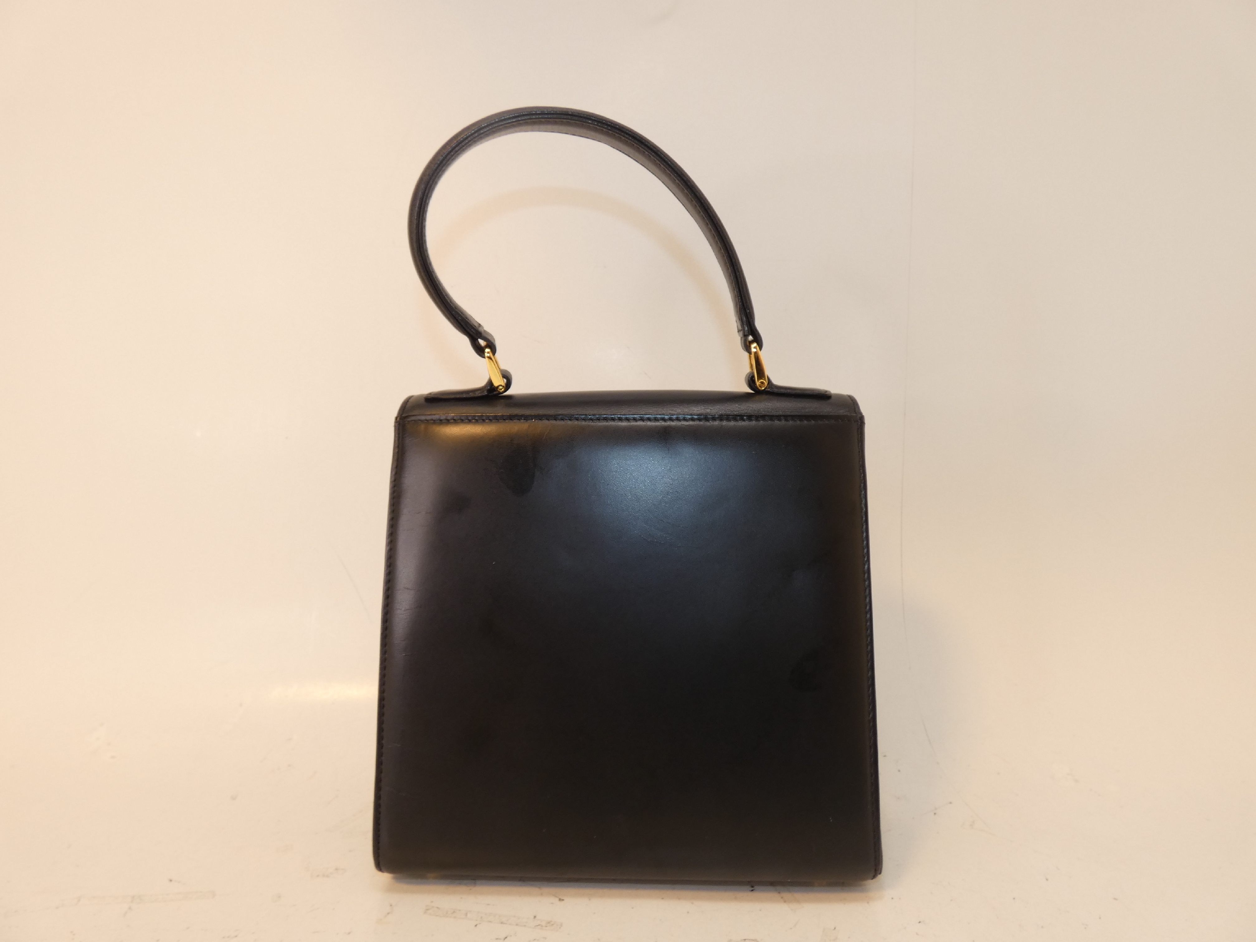 Logo Black Leather Top Handle Handbag — view 2