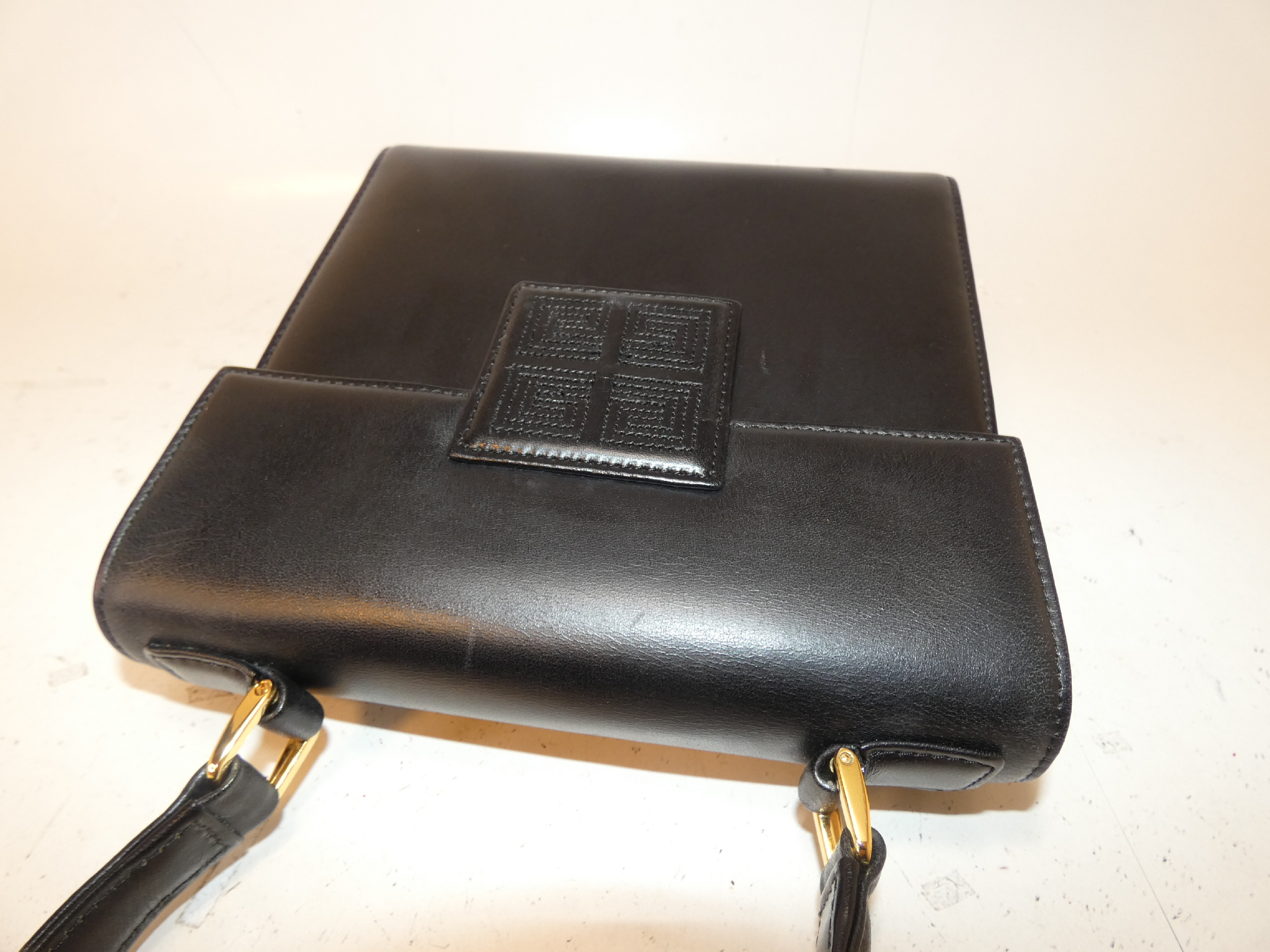 Logo Black Leather Top Handle Handbag — view 3