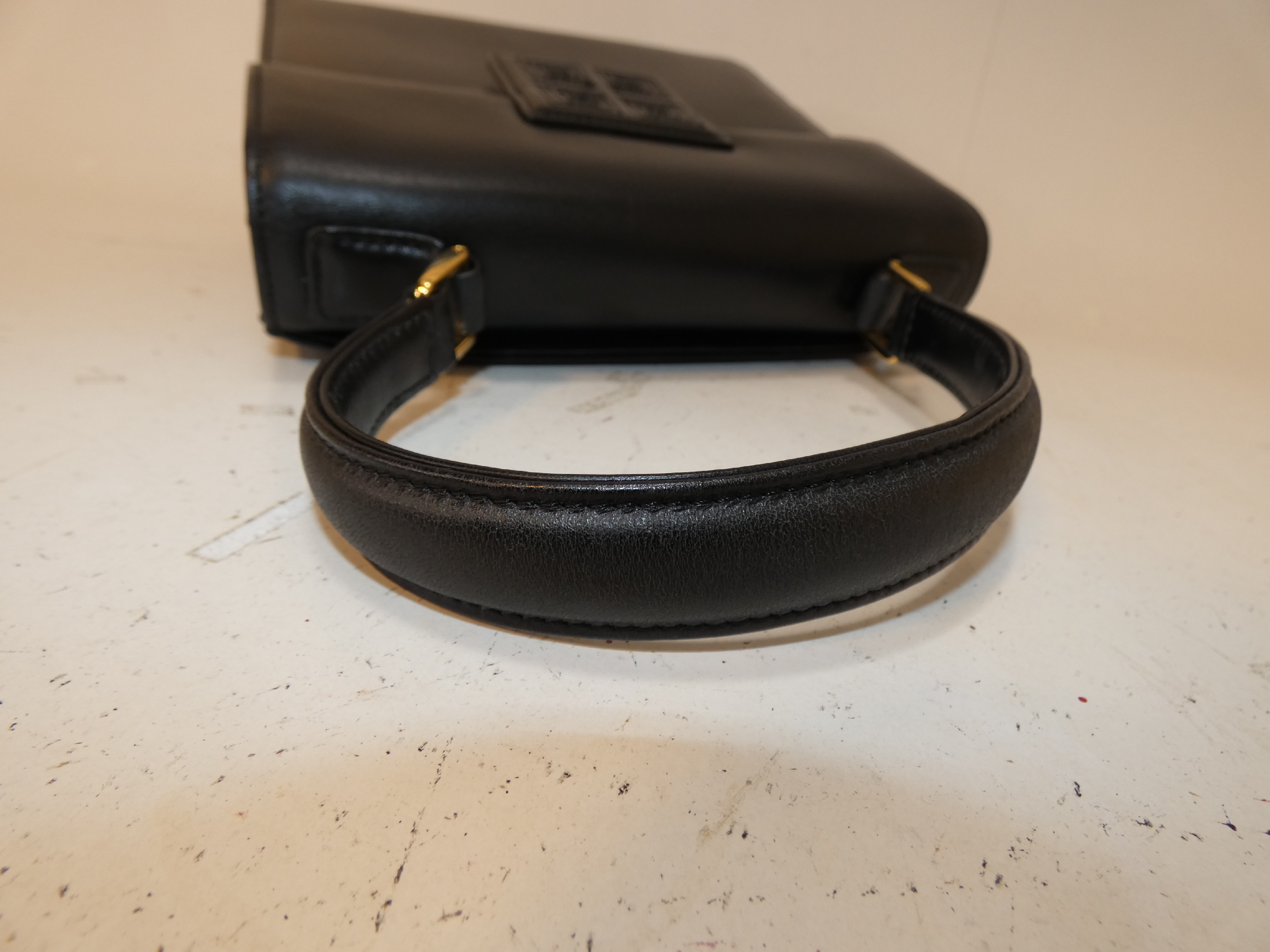 Logo Black Leather Top Handle Handbag — view 4