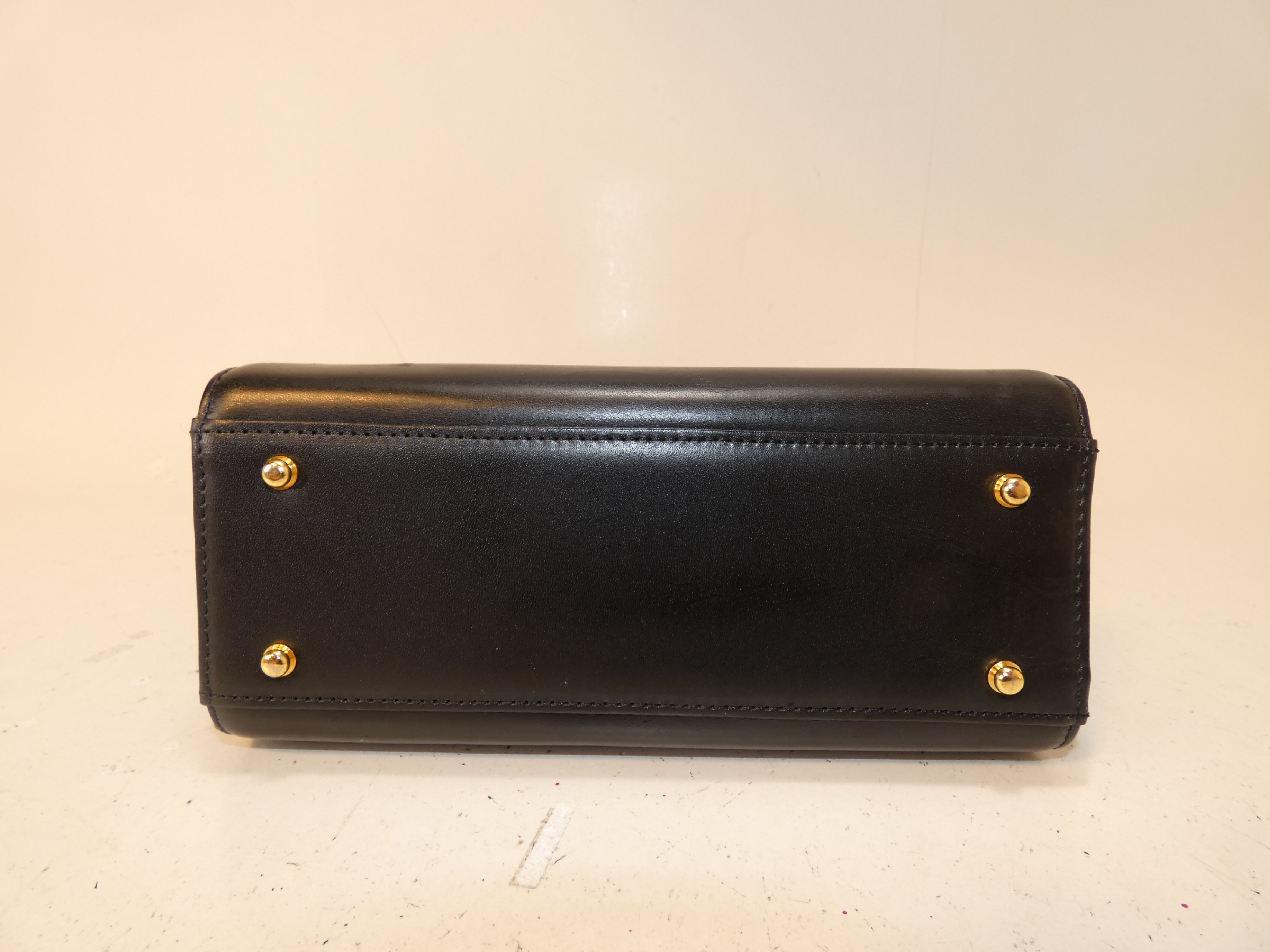 Logo Black Leather Top Handle Handbag — view 5