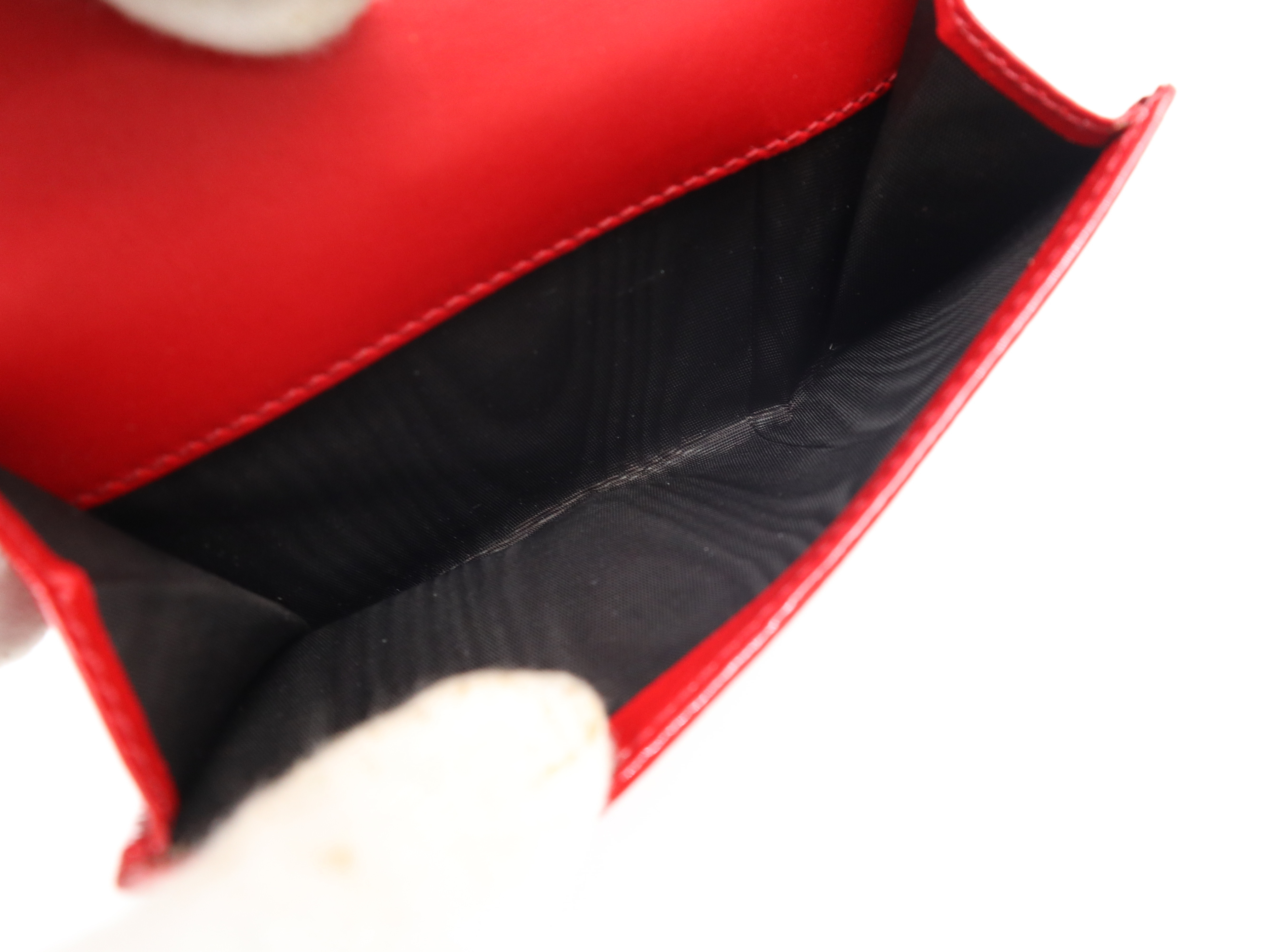 177552 Rive Gauche Double Snap Wallet, Enamel Red, with Box — view 11