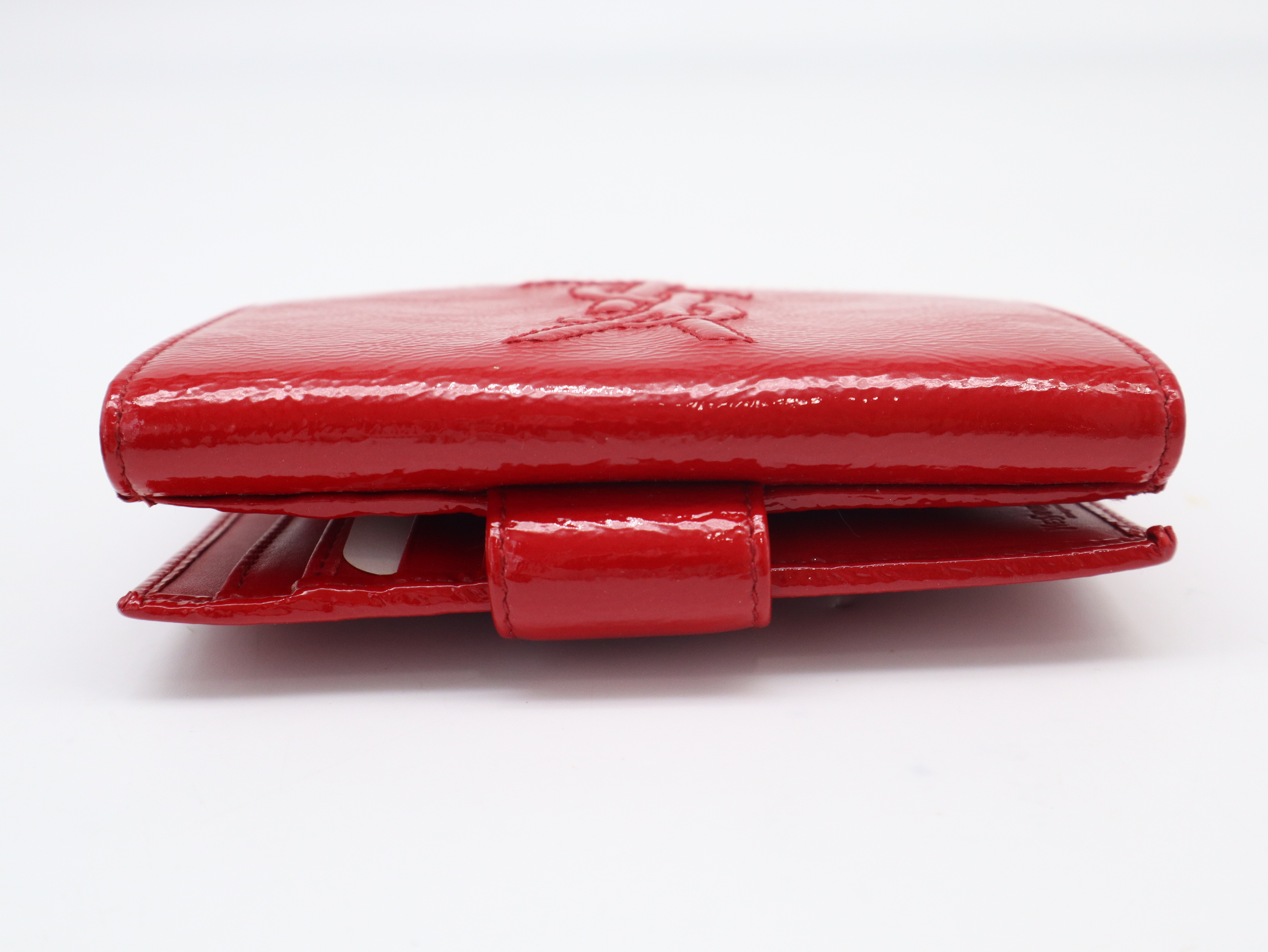 177552 Rive Gauche Double Snap Wallet, Enamel Red, with Box — view 3