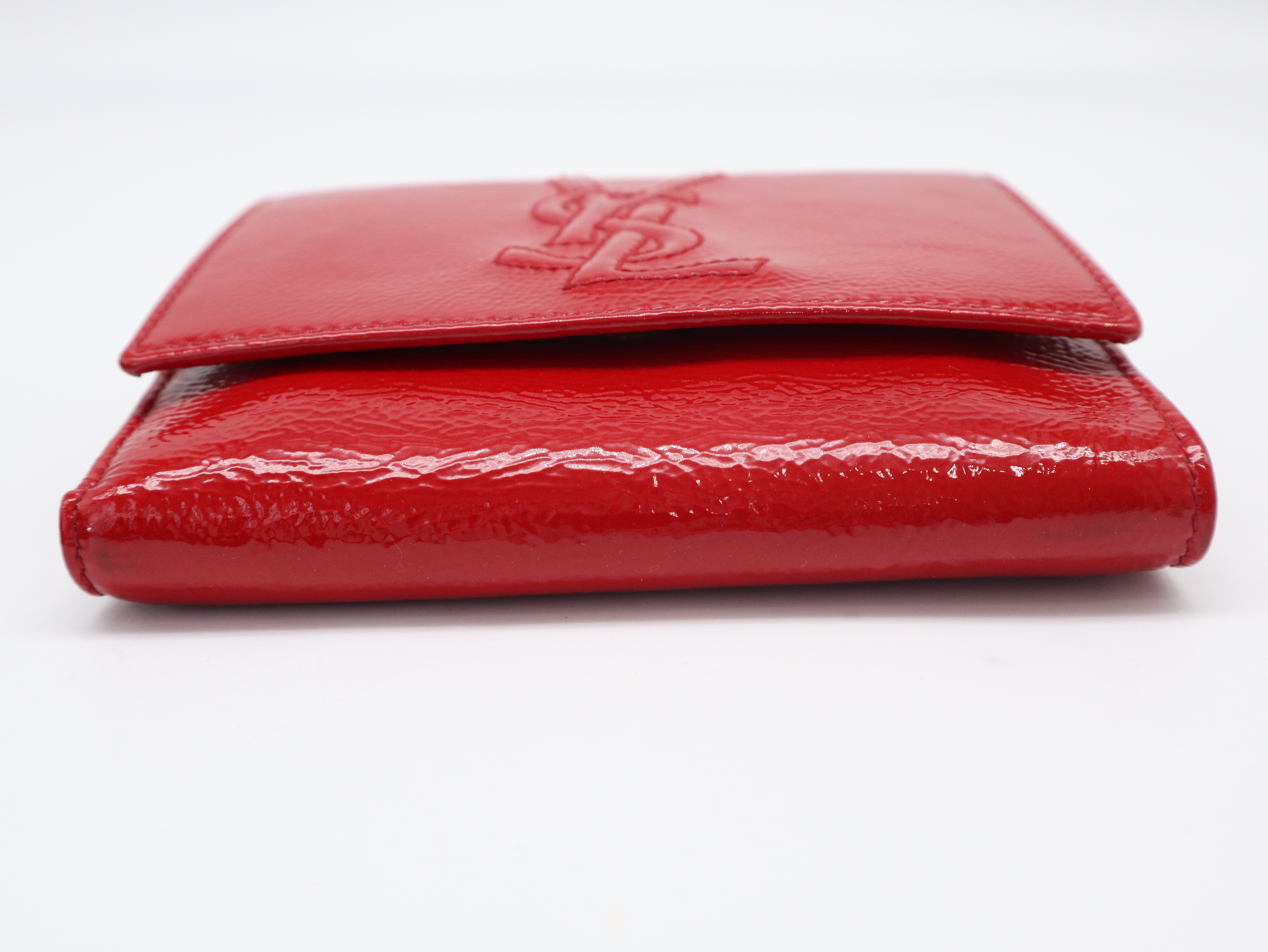 177552 Rive Gauche Double Snap Wallet, Enamel Red, with Box — view 4