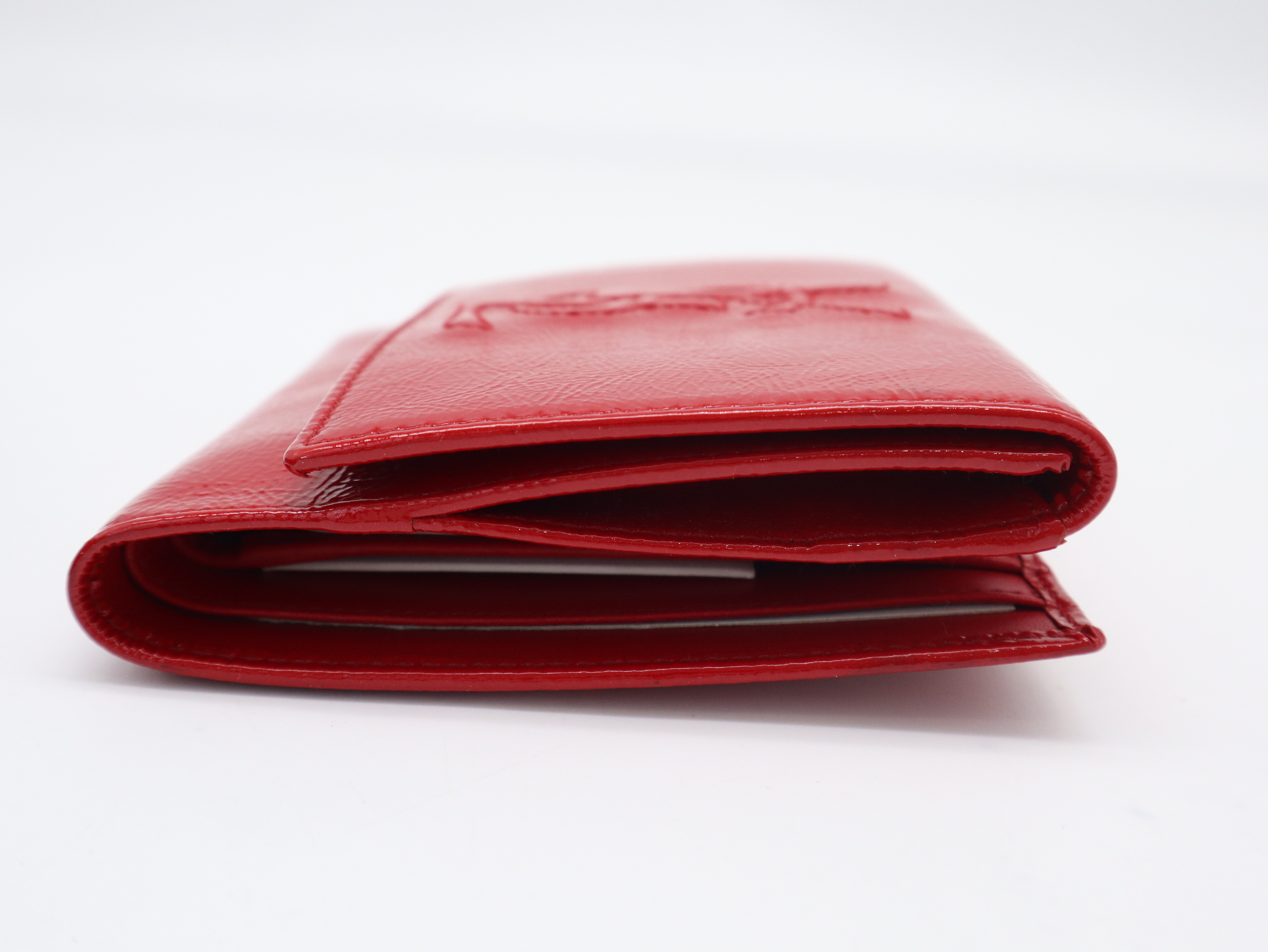 177552 Rive Gauche Double Snap Wallet, Enamel Red, with Box — view 5
