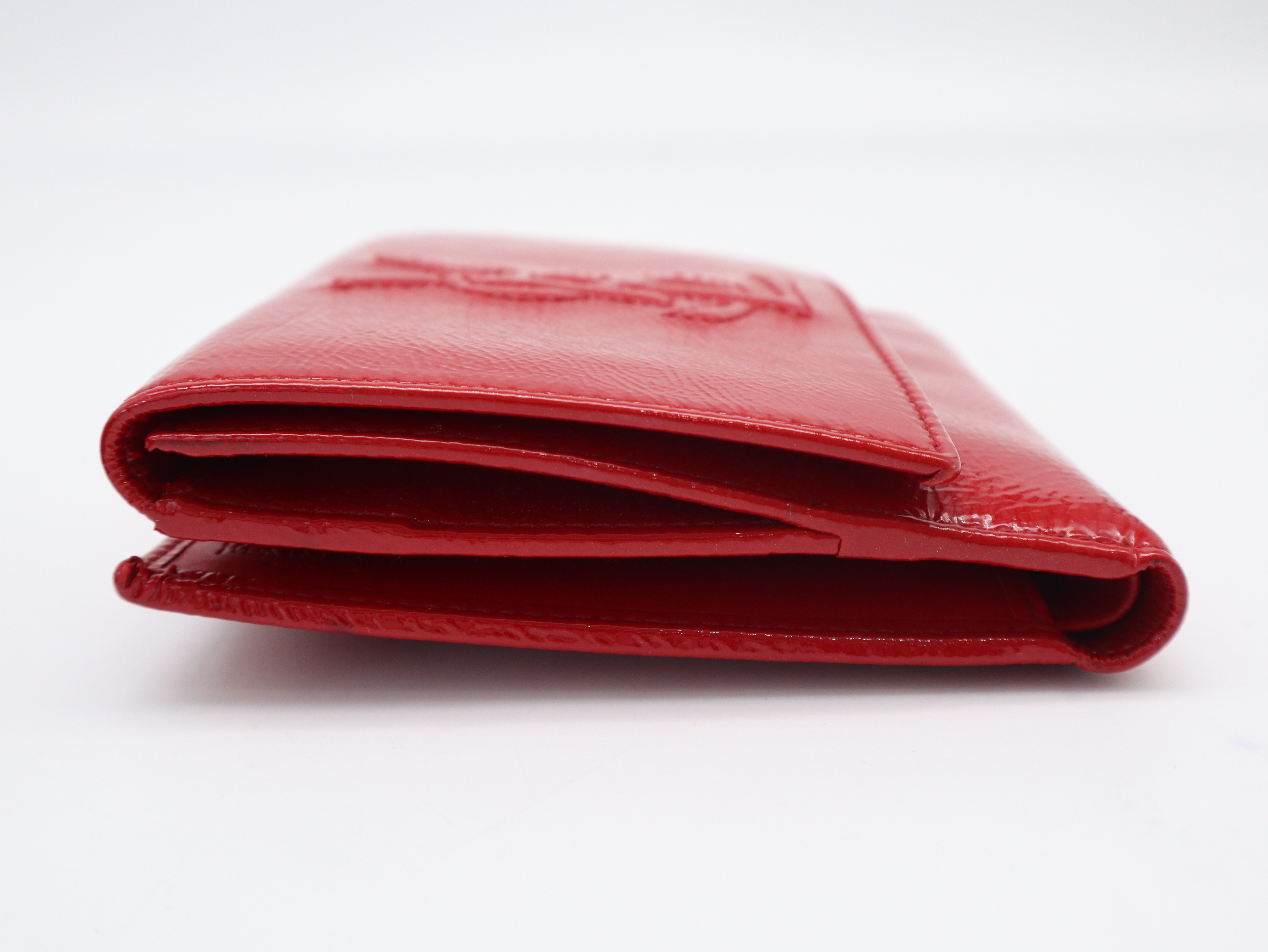 177552 Rive Gauche Double Snap Wallet, Enamel Red, with Box — view 6