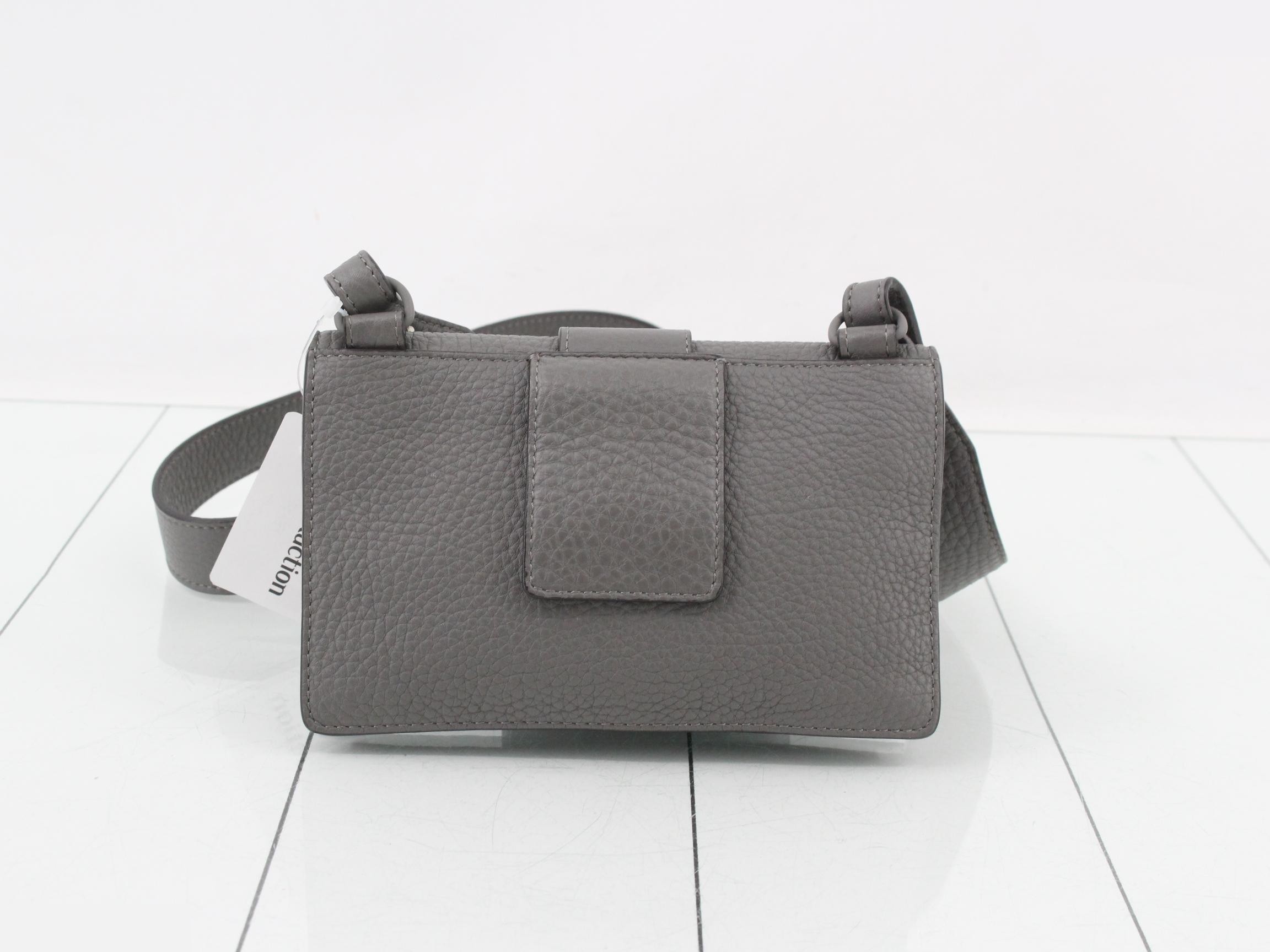 Leather shoulder bag, gray — view 2