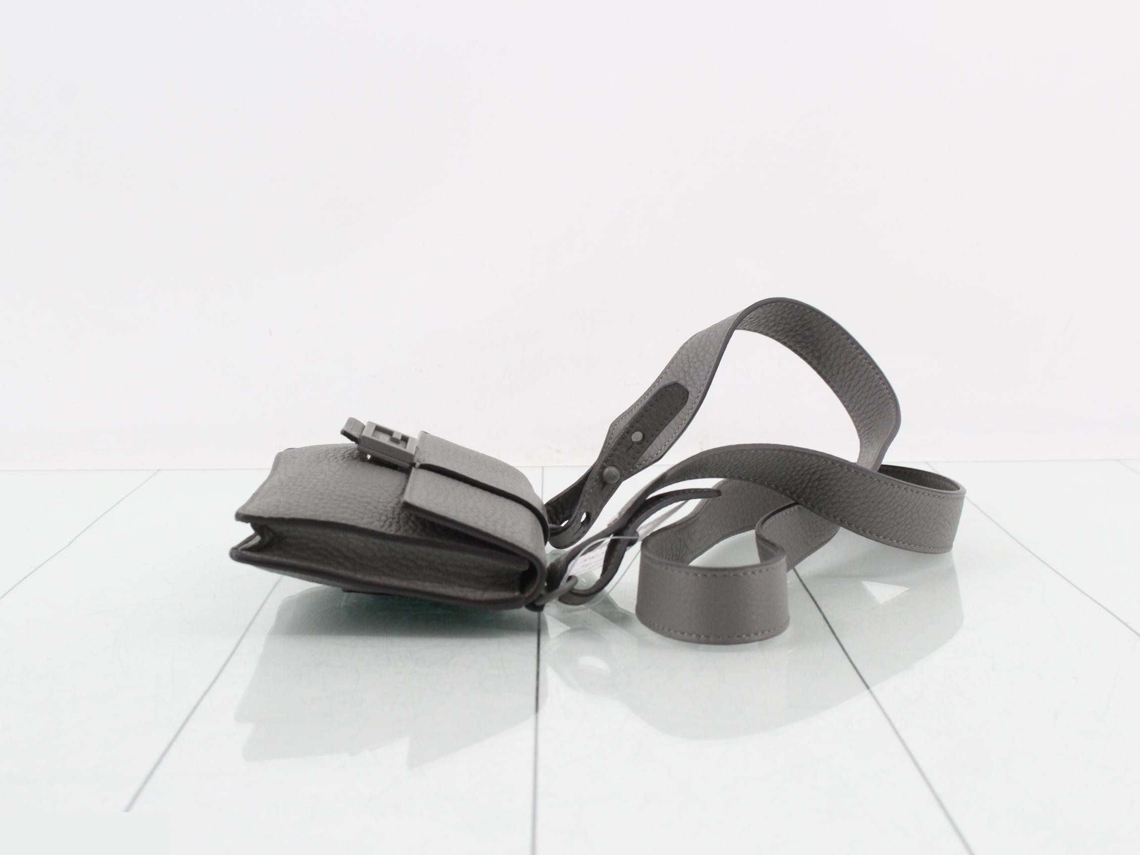 Leather shoulder bag, gray — view 3