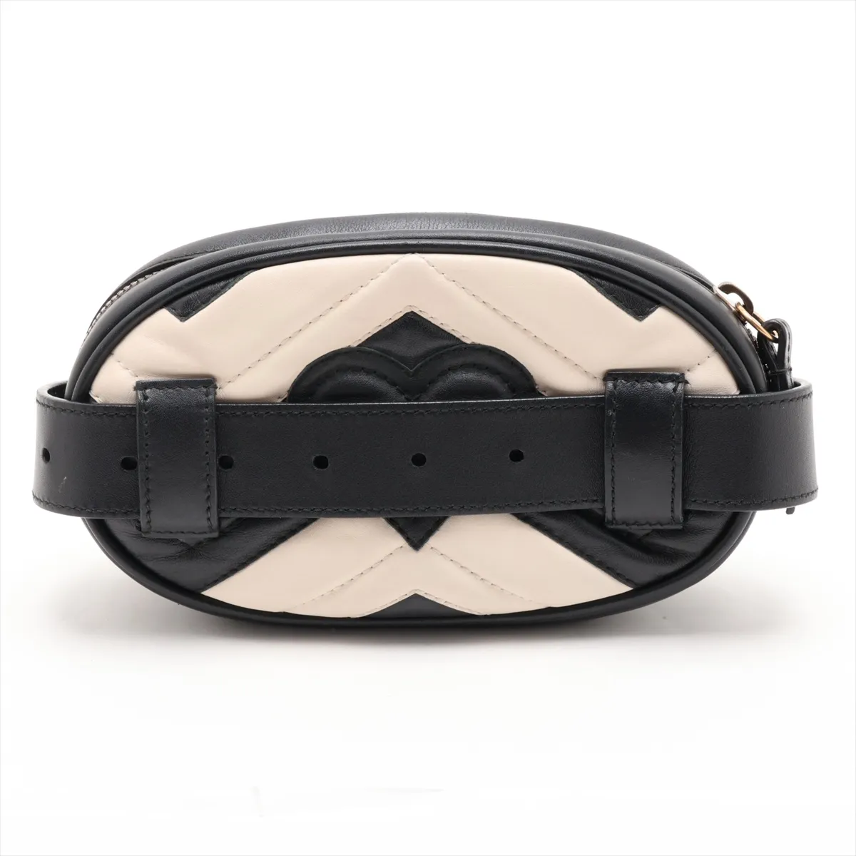 GG Marmont 476434 Leather Body Bag, Black x White — view 2