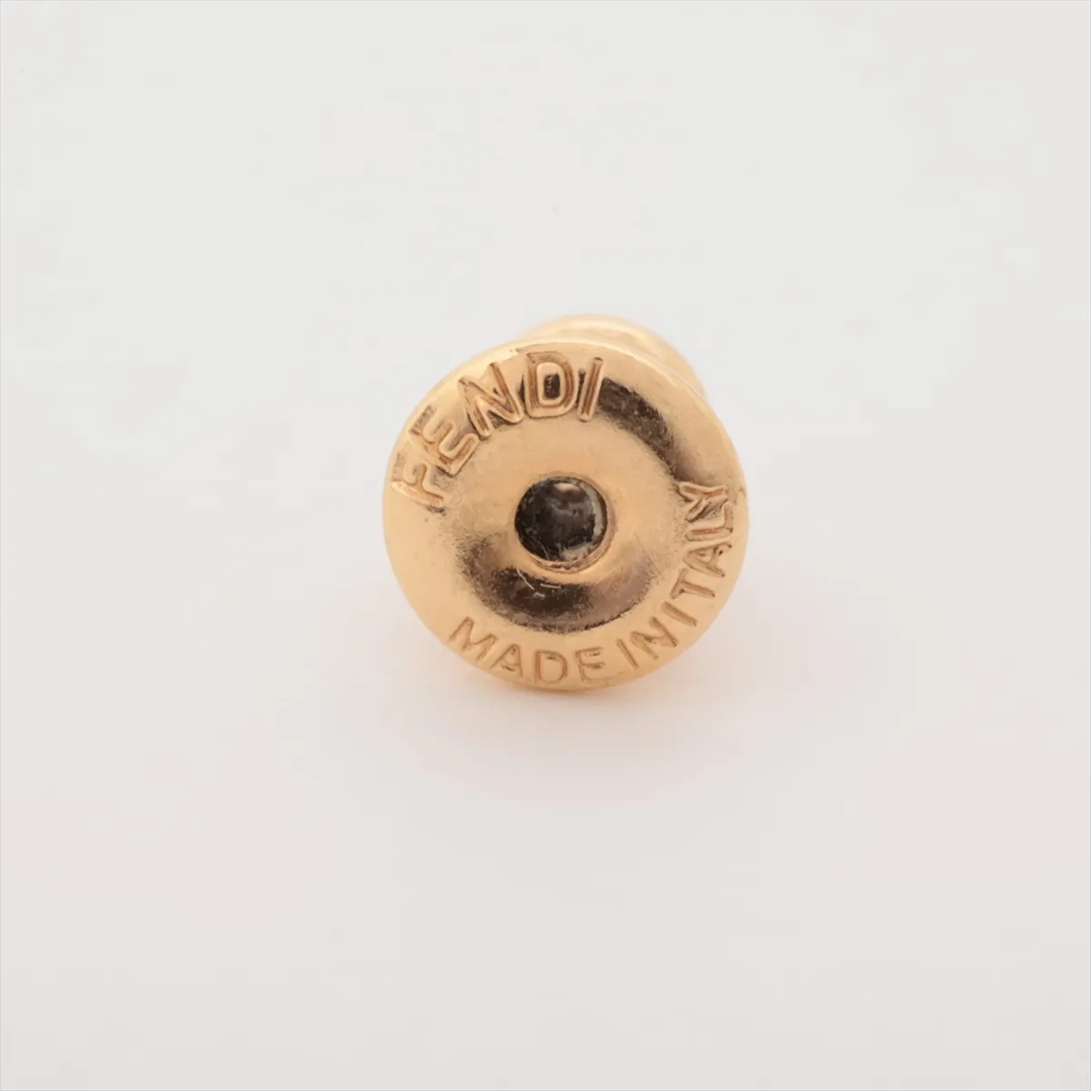 F is Fendi earrings (for both ears), GP x rhinestone, gold. Shows signs of wear: — view 5