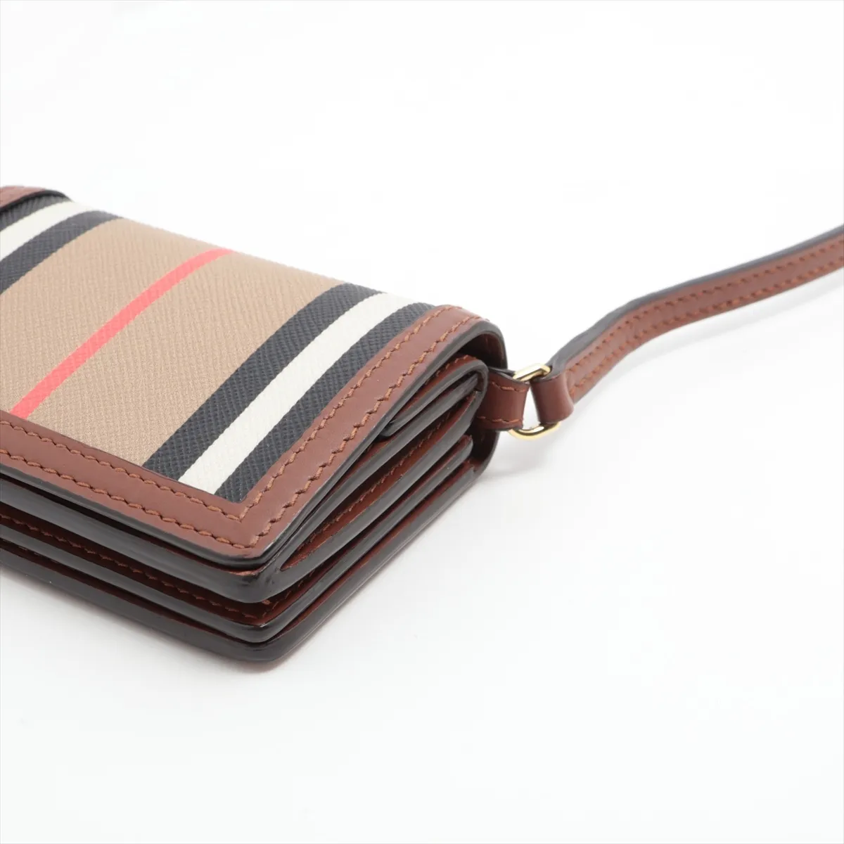 PVC x Leather Shoulder Wallet, Brown — view 3