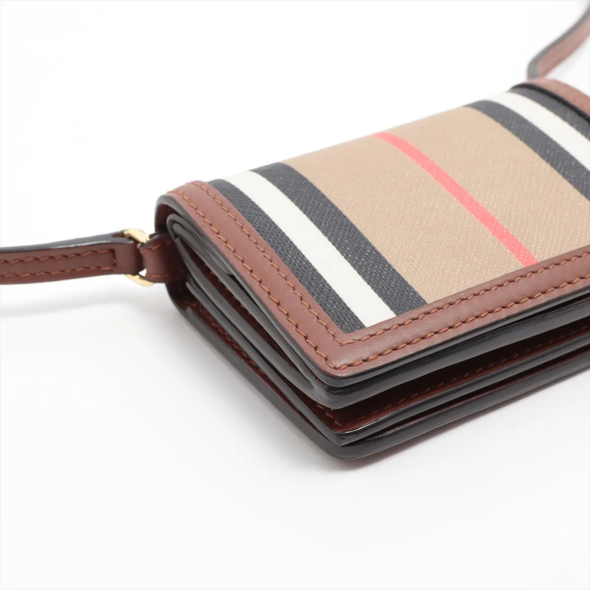 PVC x Leather Shoulder Wallet, Brown — view 4