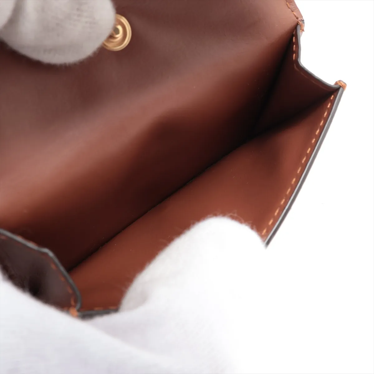 PVC x Leather Shoulder Wallet, Brown — view 9