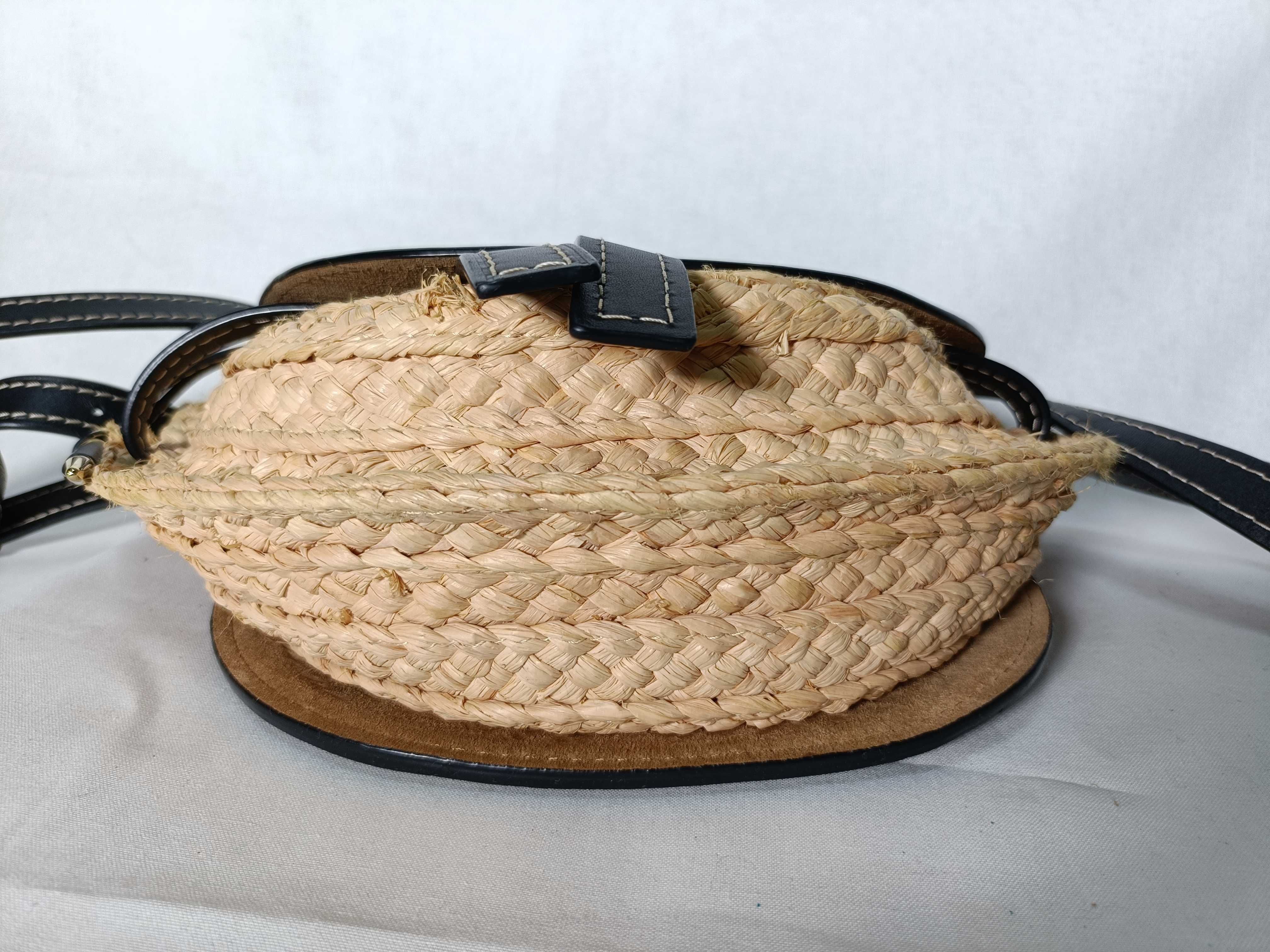 Minigate Raffia x Leather Shoulder Bag Beige x Black Shoulder Bag — view 6