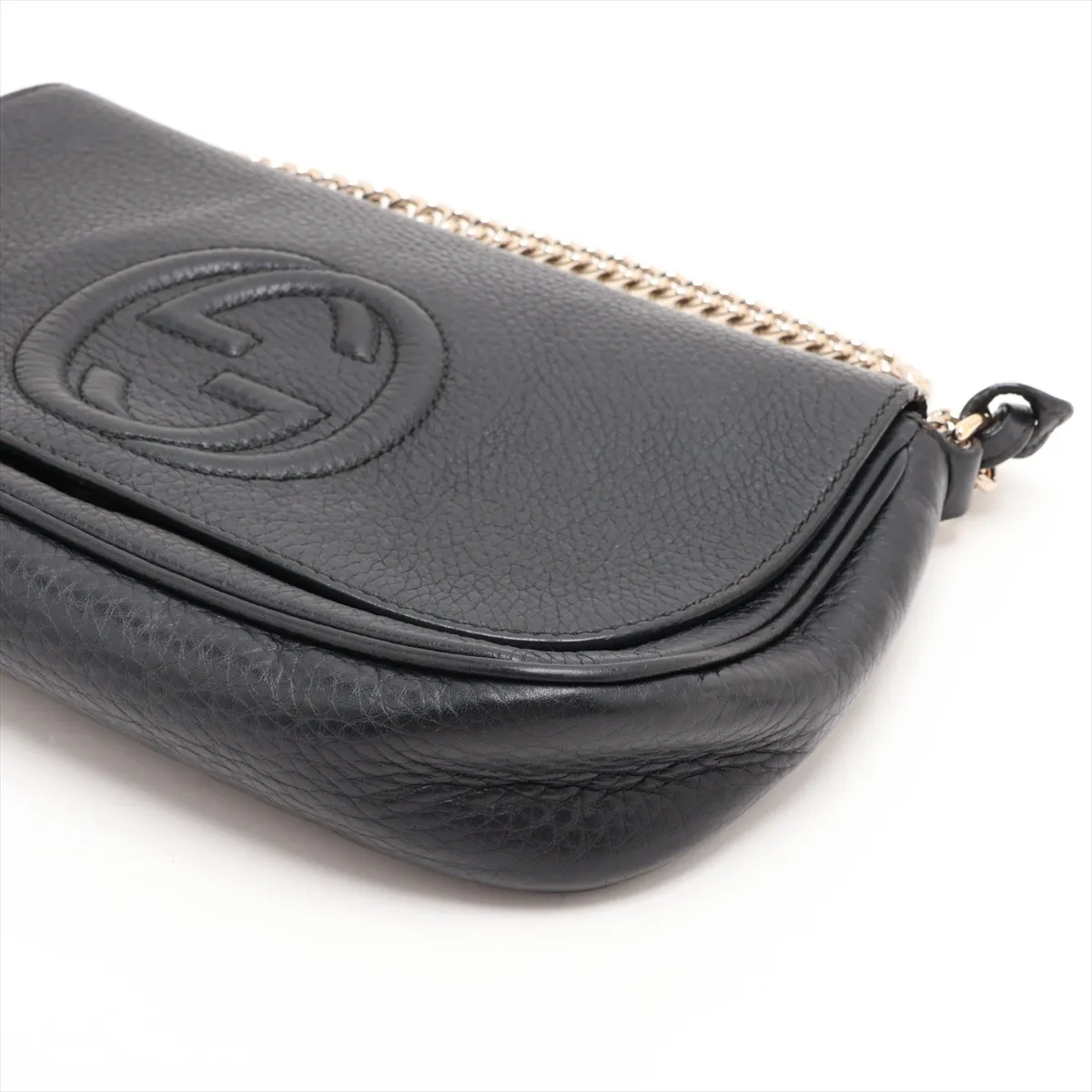 Soho 336752 Leather Chain Shoulder Bag, Black — view 3