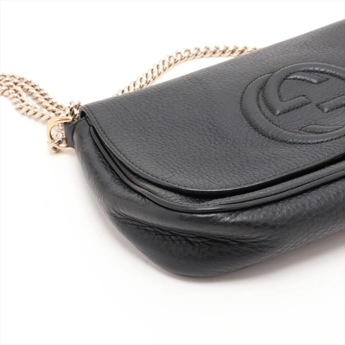 Soho 336752 Leather Chain Shoulder Bag, Black — view 4