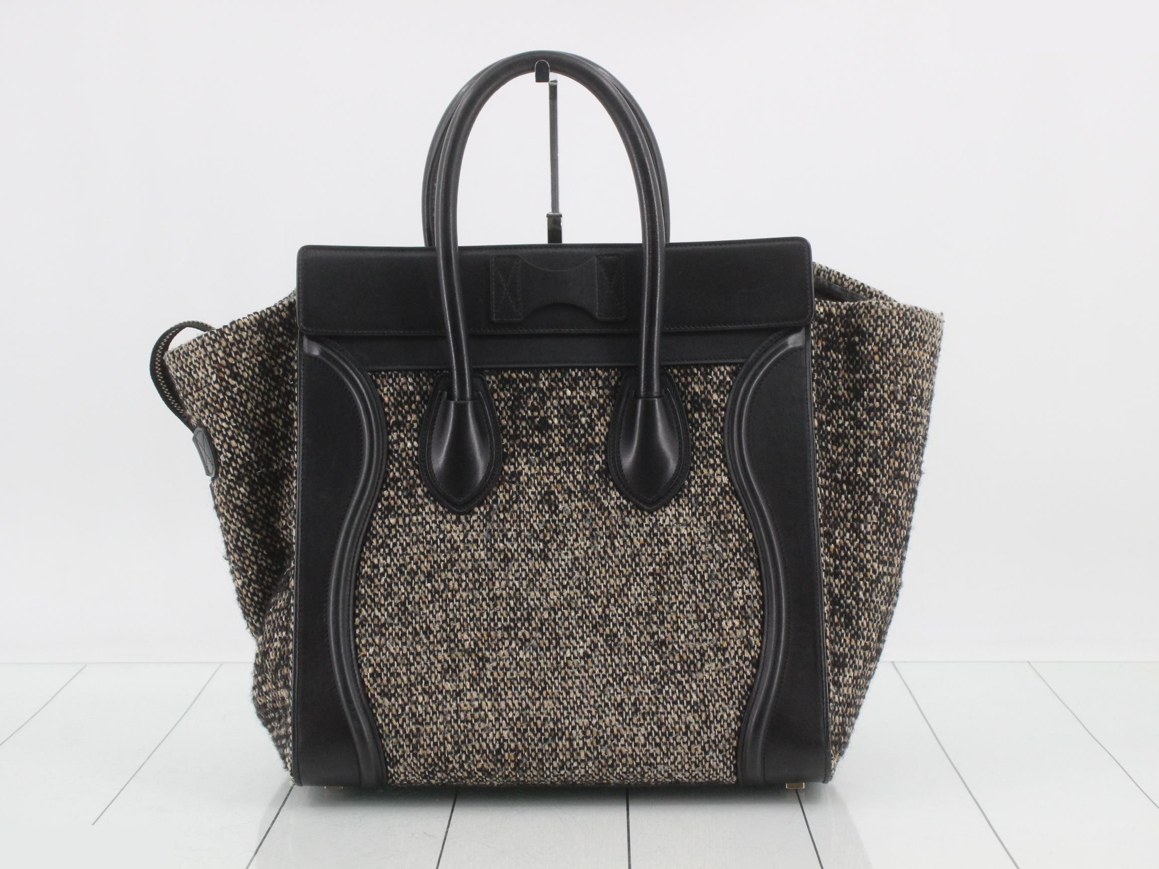 Luggage Mini Shopper Tweed/Leather Handbag — view 2