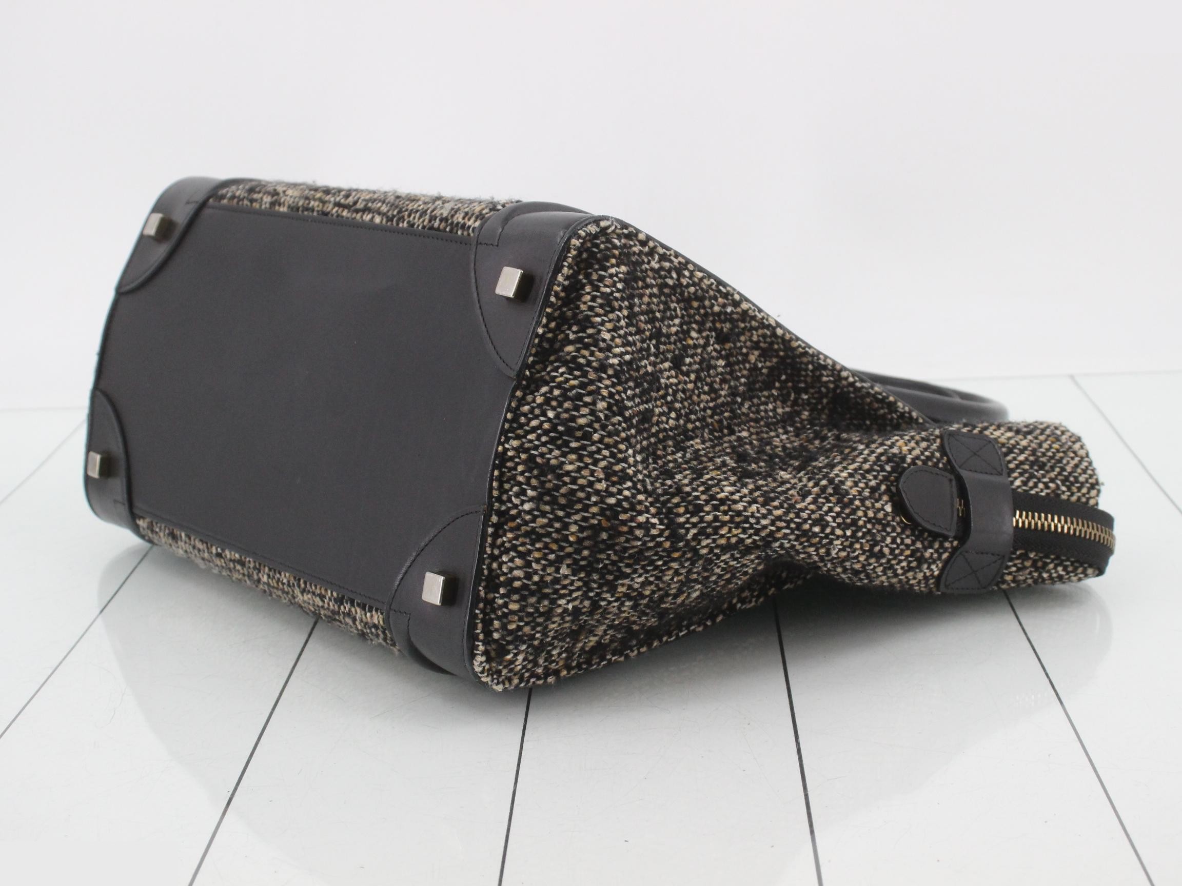 Luggage Mini Shopper Tweed/Leather Handbag — view 6