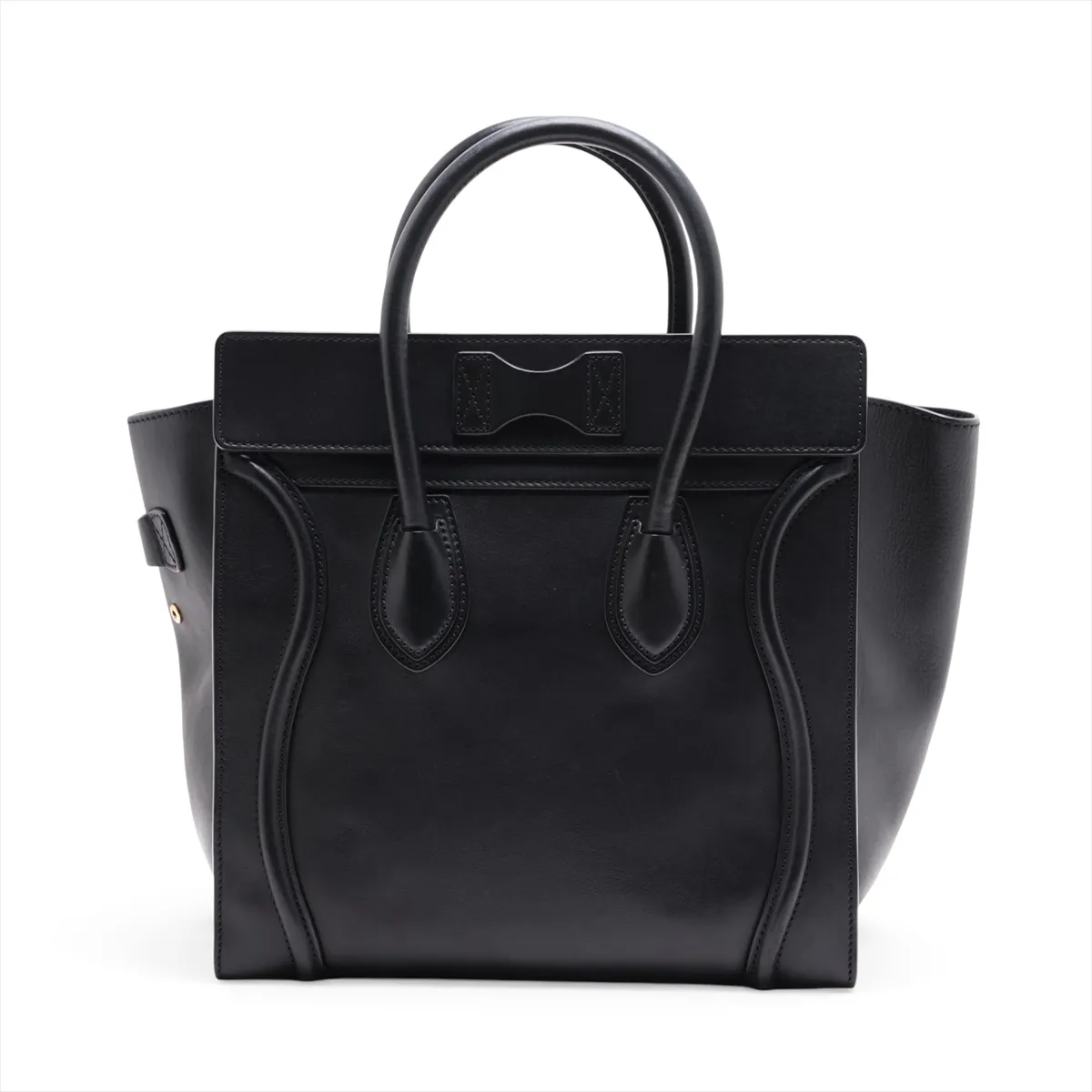 Luggage Mini Shopper Leather Handbag, Black — view 2