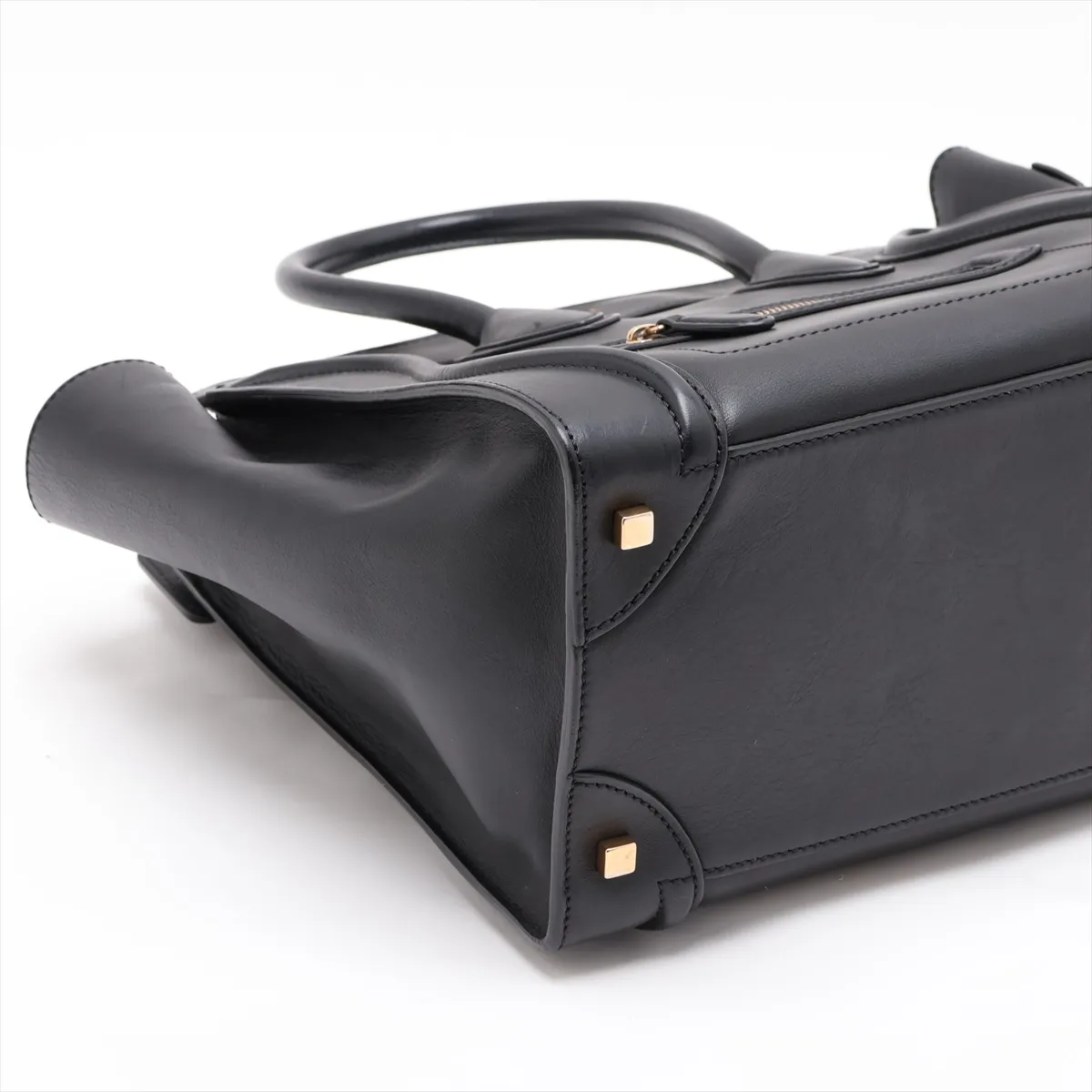 Luggage Mini Shopper Leather Handbag, Black — view 4