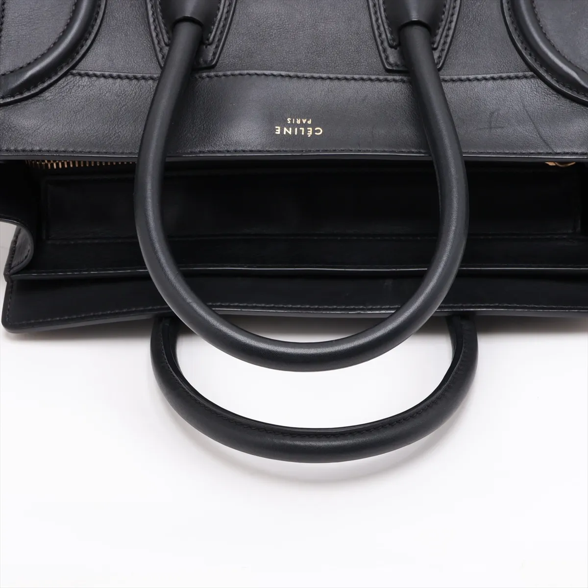 Luggage Mini Shopper Leather Handbag, Black — view 5