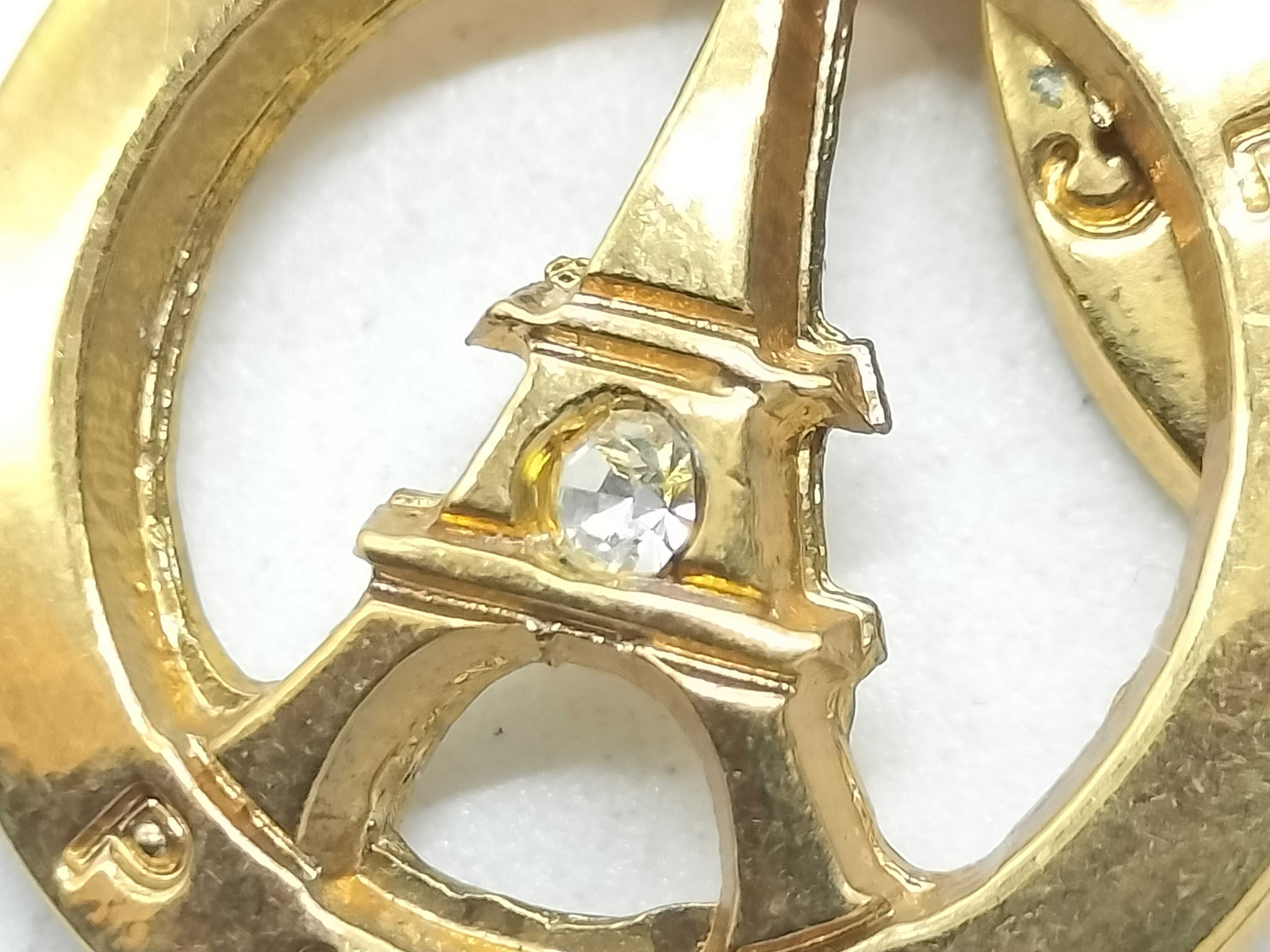 Gold Necklace with Eiffel Tower and Arc de Triomphe Motifs — view 2