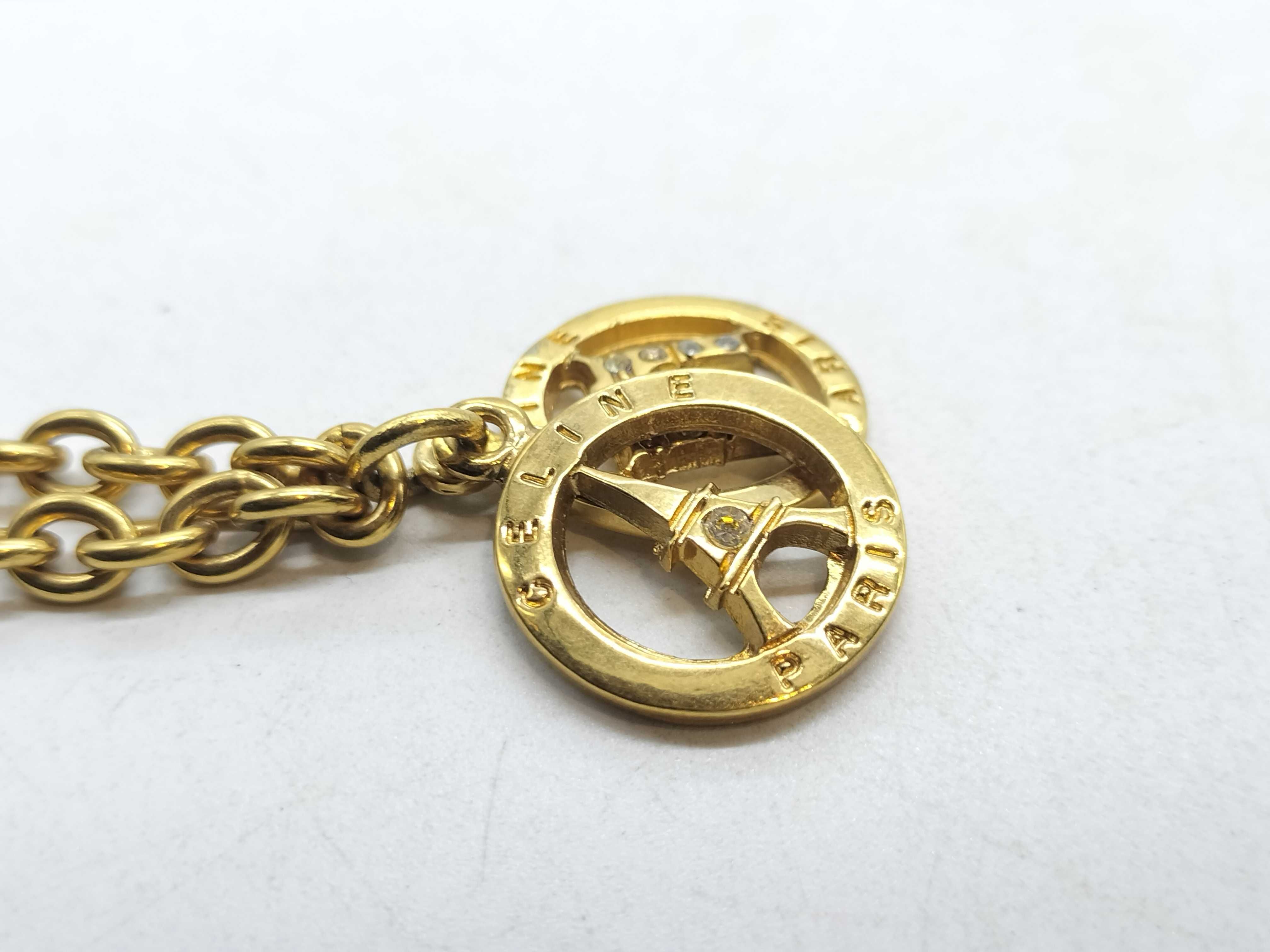 Gold Necklace with Eiffel Tower and Arc de Triomphe Motifs — view 5