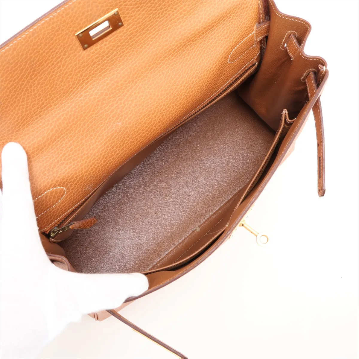 [Individually packaged] Hermes Kelly 32 Letournée Ardennes Natural Gold Hardware V: 1992 — view 8