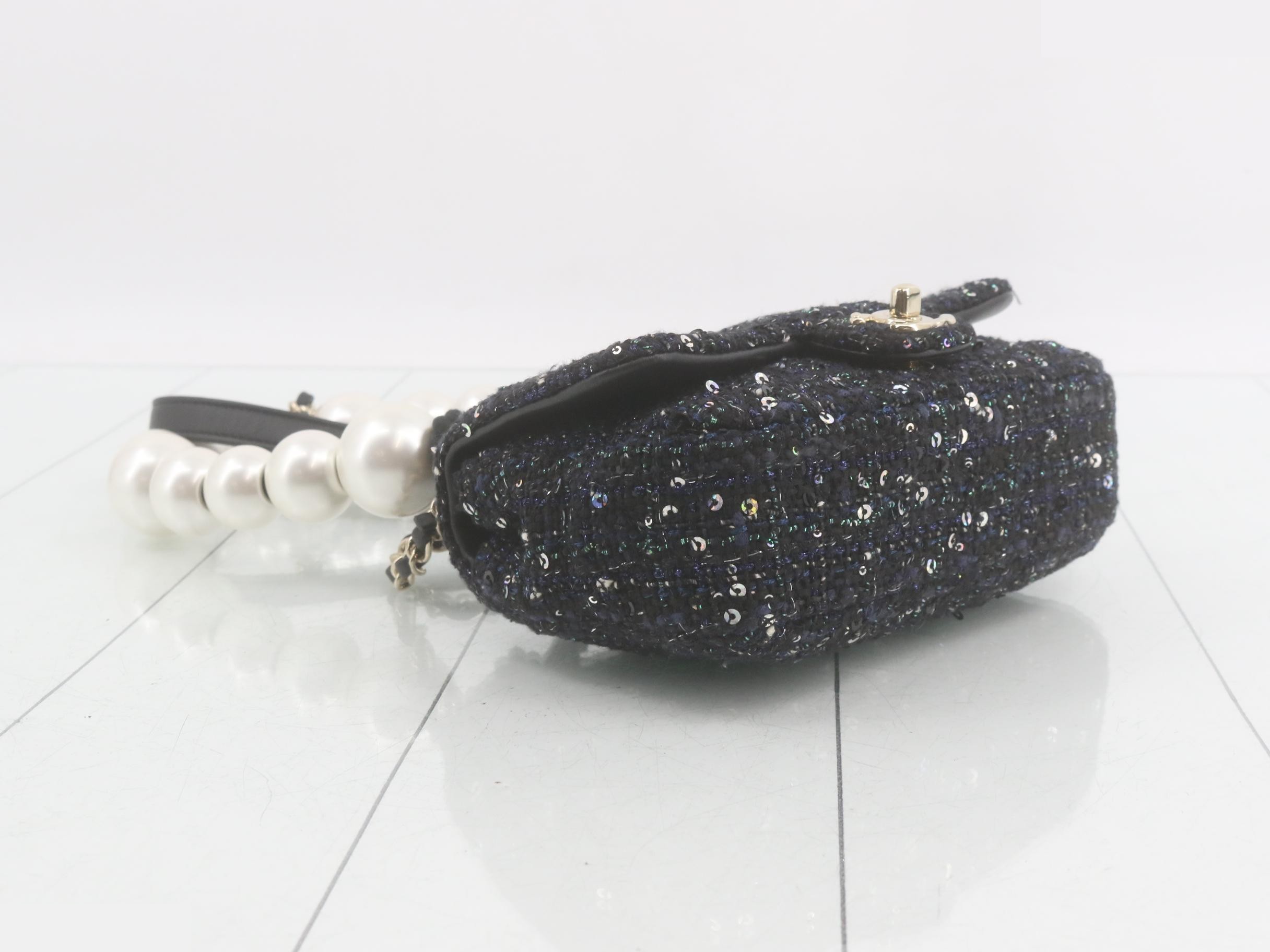 Pearl and sequin mini matelassé shoulder bag — view 5