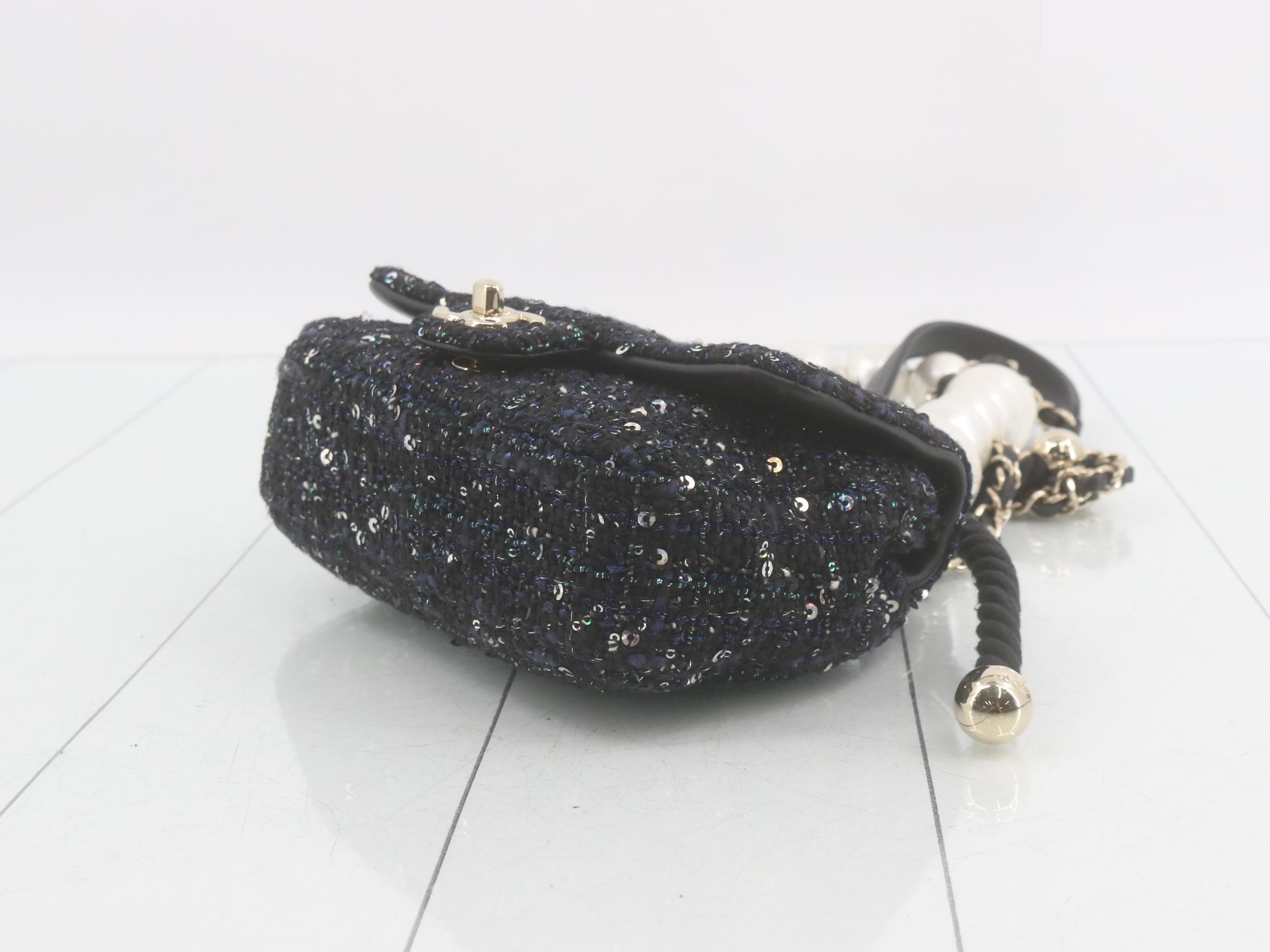 Pearl and sequin mini matelassé shoulder bag — view 6